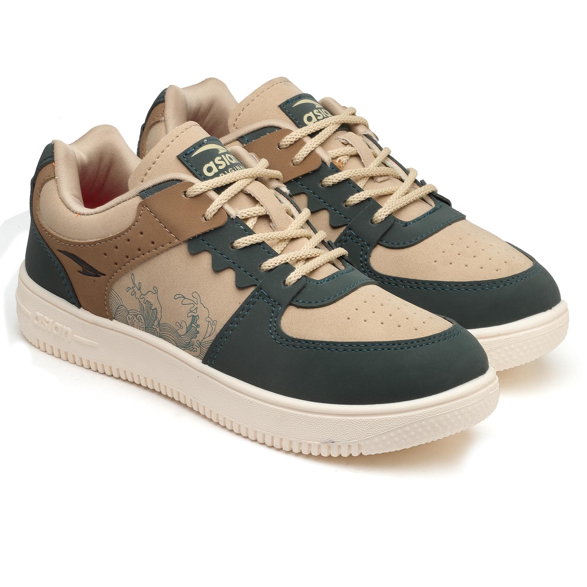 ASIAN Men & Boys Thunder-07 Stylish Casual Mid Top Sneaker And Trendy Shoes With Laces, Perfect, College, Parties And Outings, Lightweight, Comfortable, And Durable For All-Day Use, Beige, 8 UK