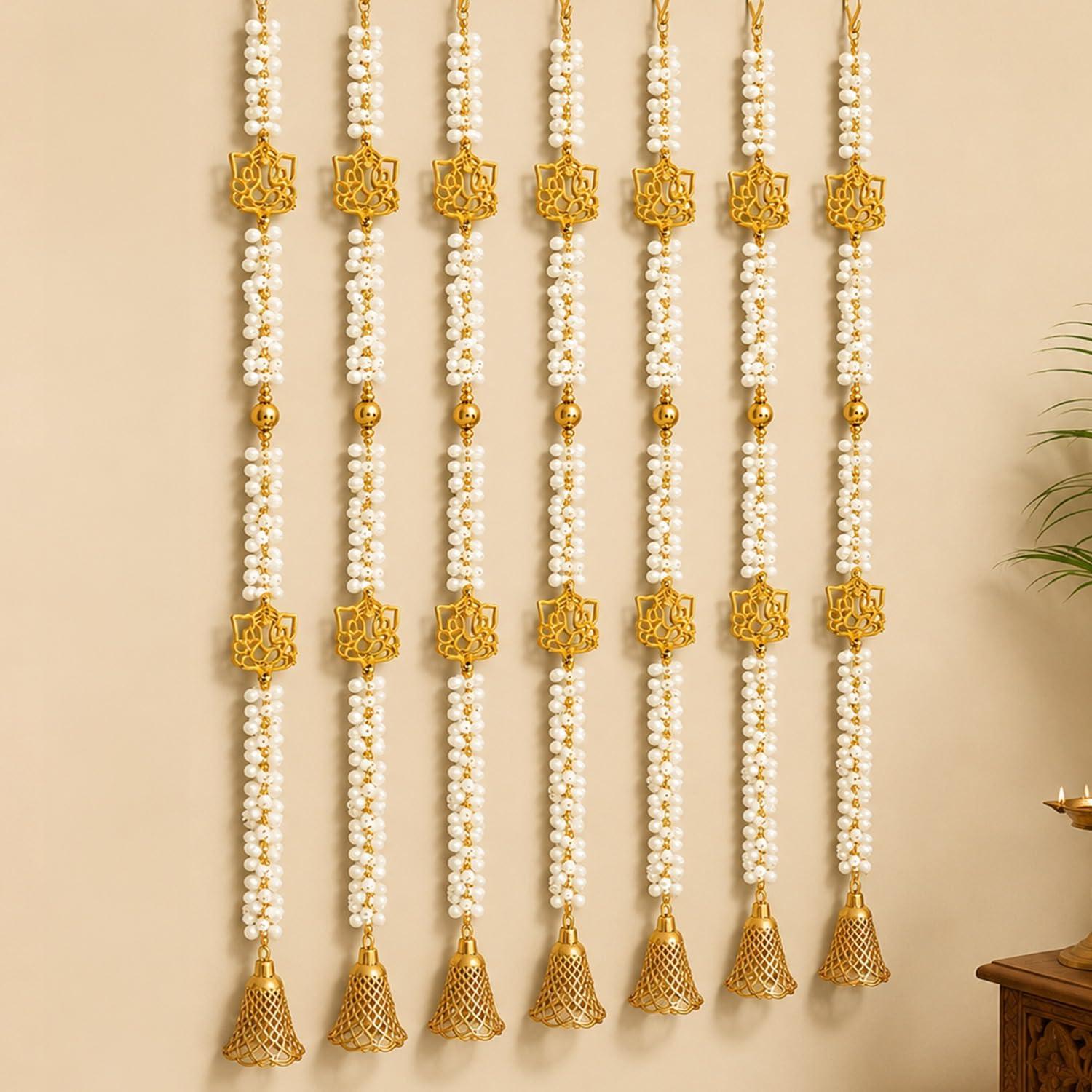 Party Propz Jasmine Hanging Decoration Items - 4Pcs Artificial Flowers for Decoration Hanging, Ganpati Wall Hanging, Varamahalakshmi Decorative Items, Janmashtami Decor, Artificial Flowers Garland