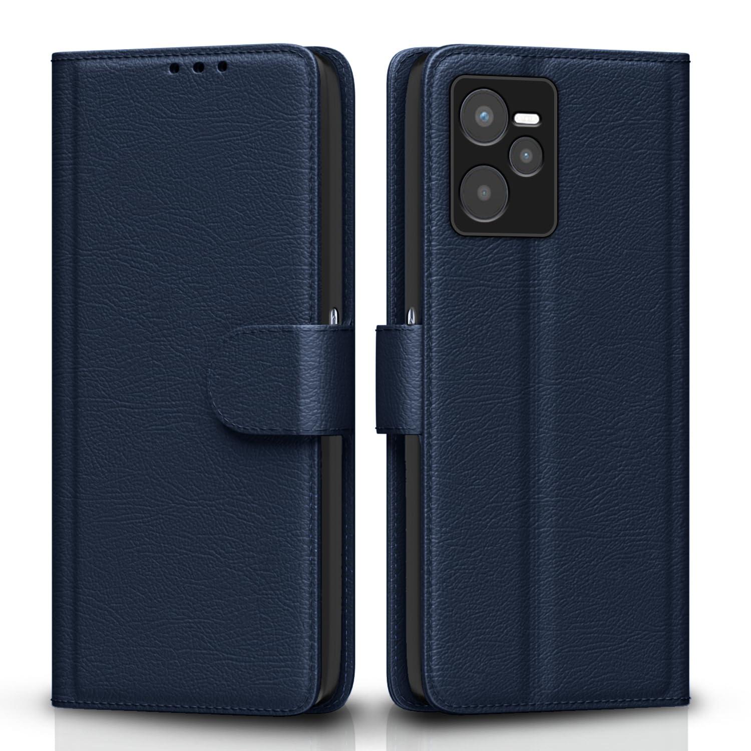 Pikkme Realme C35 Flip Cover | PU Leather Finish | 360 Protection | Wallet & Stand | Strong Magnetic Flip Case for Realme C35 (Blue)