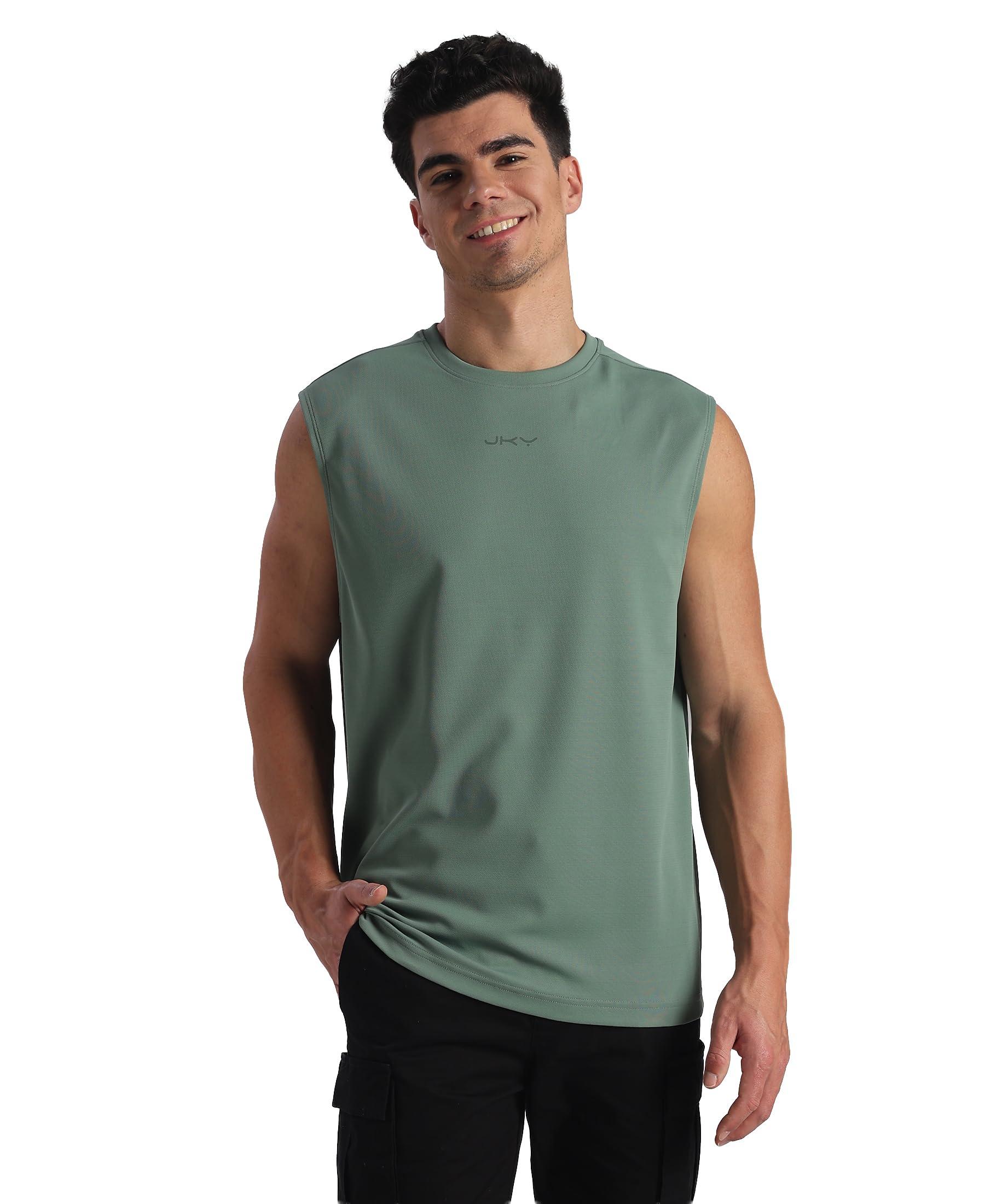 Jockey 9929 Men Microfiber Fabric Oversized Tank Top with StayFresh Treatment - Green_M