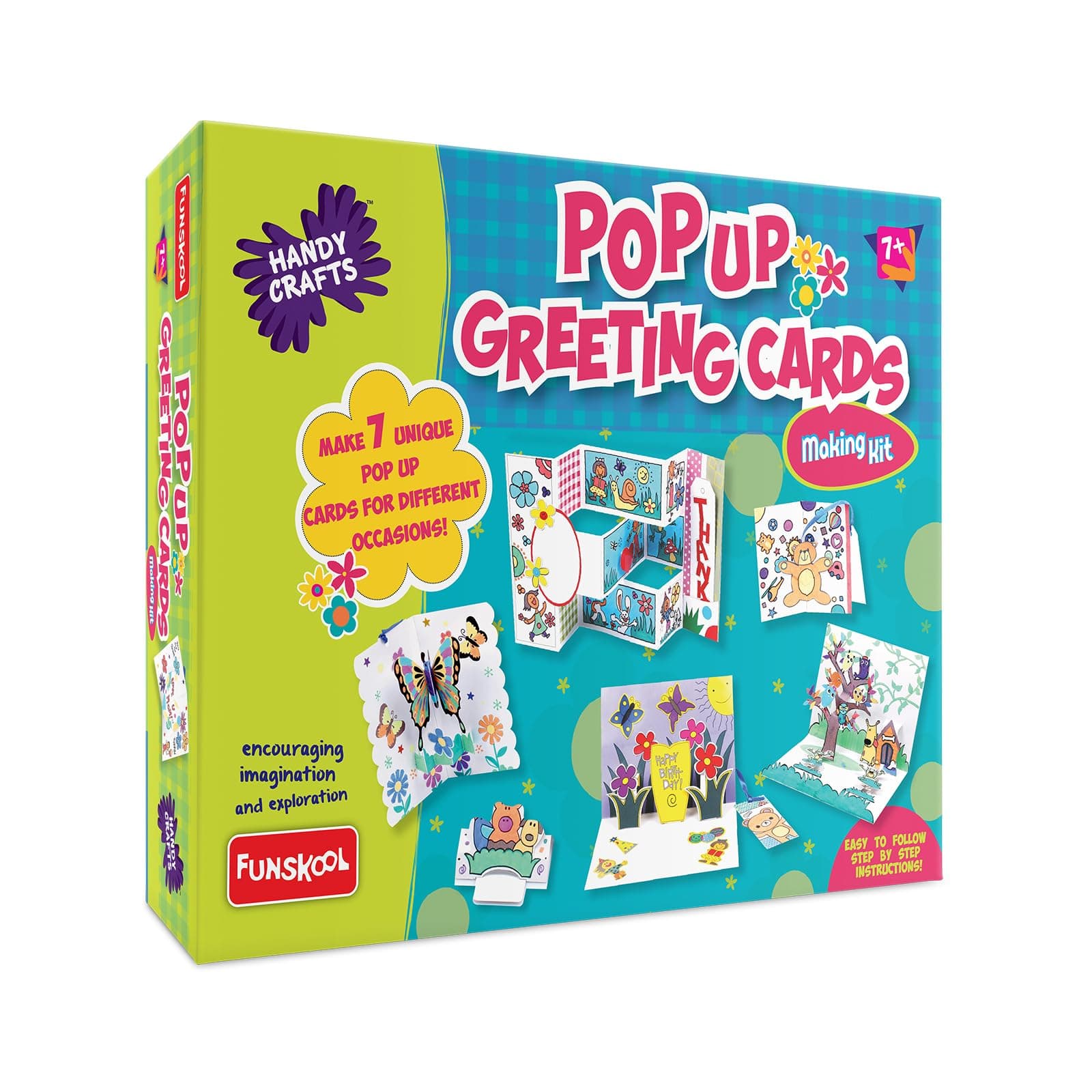 Handycrafts Funskool Pop Up Greeting Cards Making Kit, DIY Kit, Art and Craft Set for Kids, Learning, Fun & Engaging Activity for Childrens, Multicolour, Gift Set for Kids, Age 7+ Years