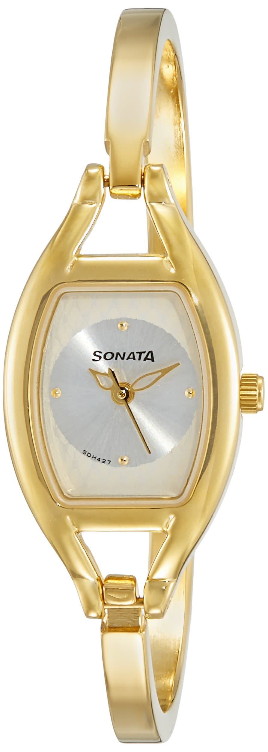 Sonata Pankh Quartz Analog Silver Dial Gold Metal Strap Watch for Women - NT8114YM06