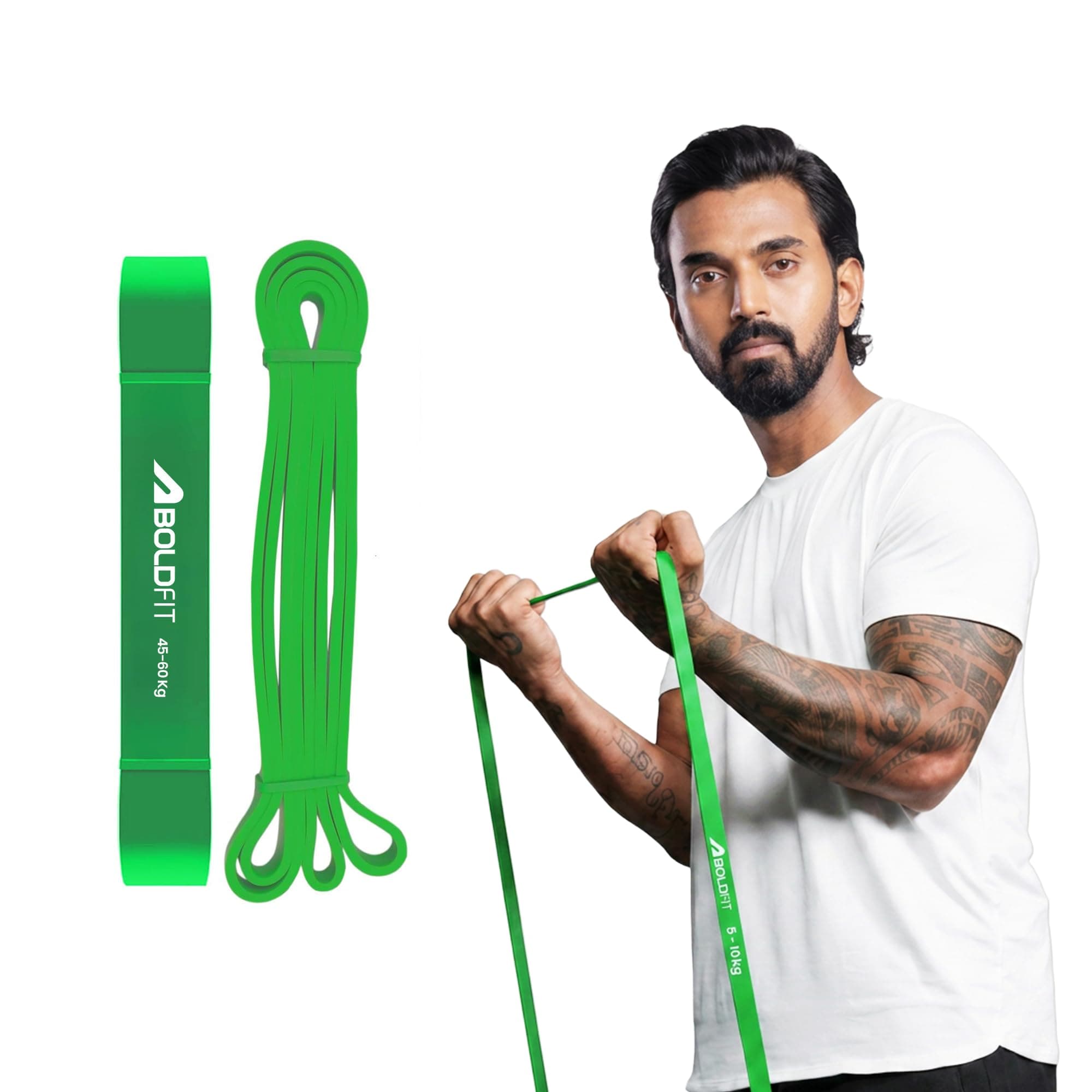 Boldfit Heavy Resistance Band for Workout & Exercise Pull Up, Stretching & Toning Bands for Men & Women Resistance Band Set for Home & Gym Workouts (Green, 40–60 Kg)