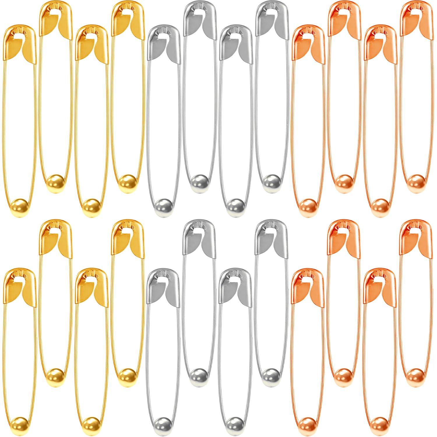 VAMA Fashions Silver Gold Rose Gold Metal Safety Pin Set Draping Saree Pallu Pleats Holding Hijab Locking Clothing Sewing Crafting Multipurpose Pins for Women (Safety Pin for Dress)