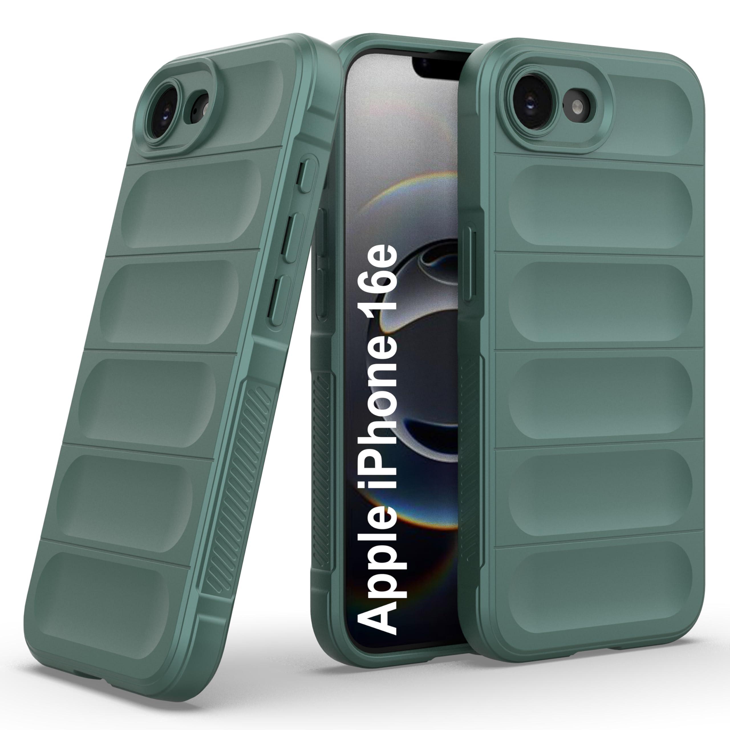 Zapcase Back Case Cover for iPhone 16e | Compatible for iPhone 16e Back Cover | Liquid Silicon Magic Case with Camera Protection | Dark Green