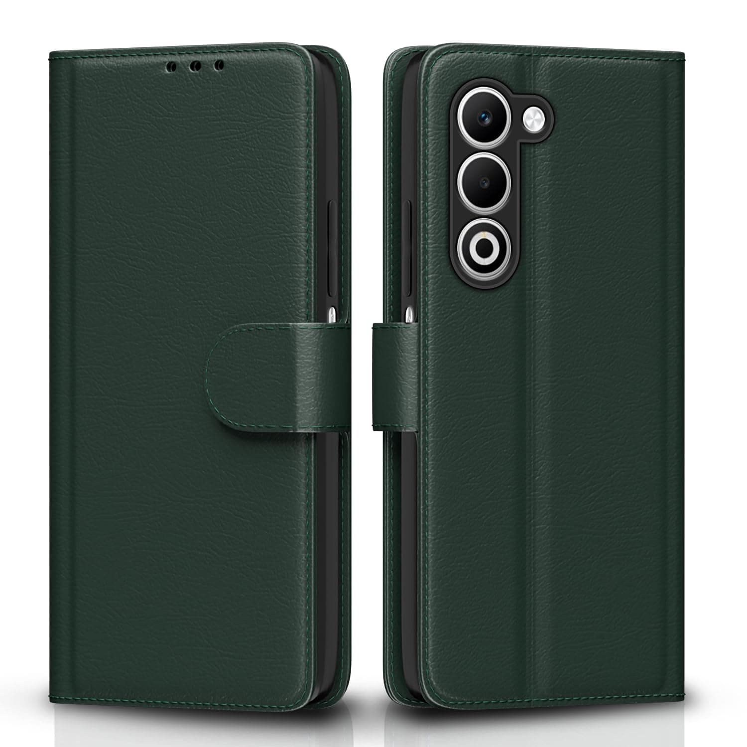 Pikkme Flip Cover for Oppo A5 5G Leather Finish | Inside TPU with Card Pockets | Wallet Stand and Shock Proof | Complete Protection Flip Case(Green)