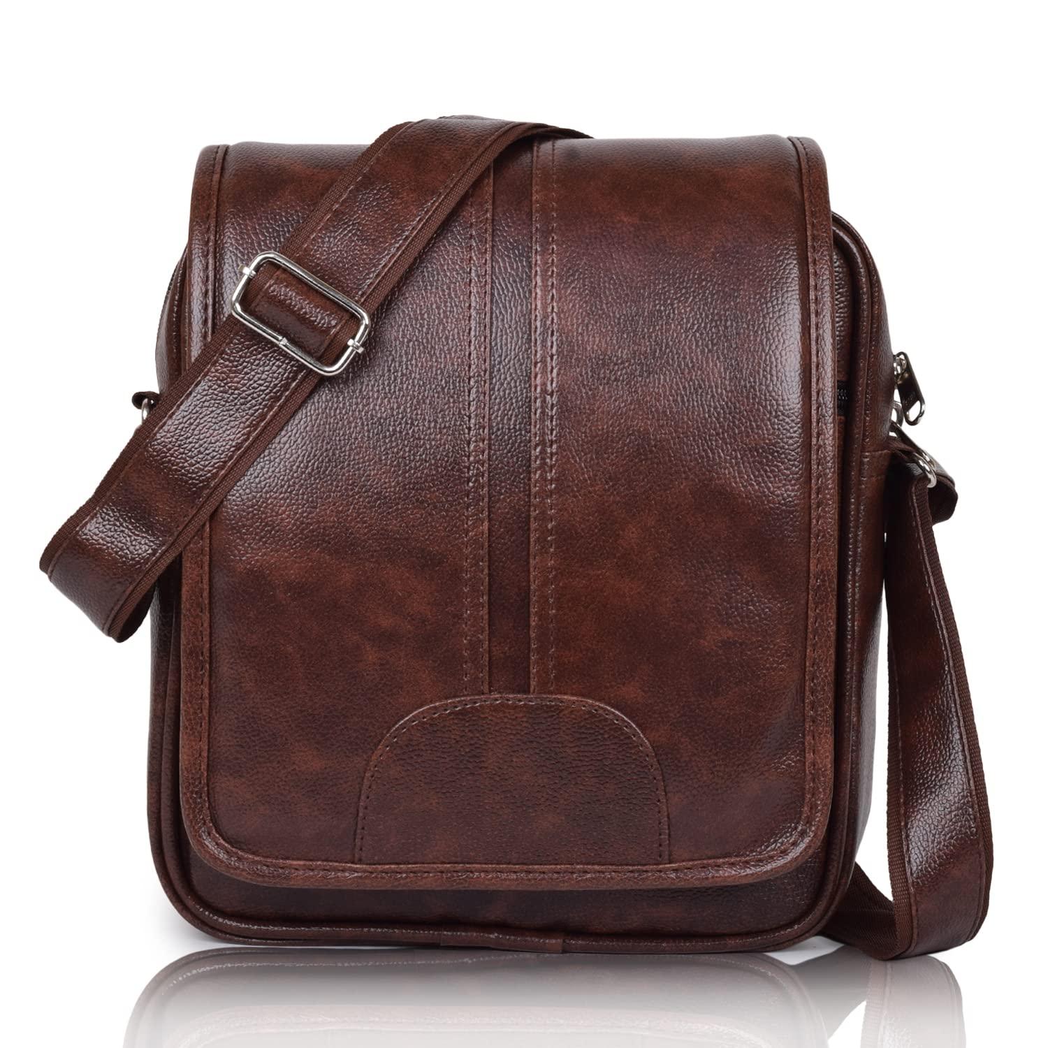 Martucci PU Leather Sling Bag for Men & Women – 7L Crossbody Shoulder Bag | Stylish Messenger Bag for Travel, Office, Business & Daily Use | Adjustable Strap One Side Shoulder Bag (Brown)