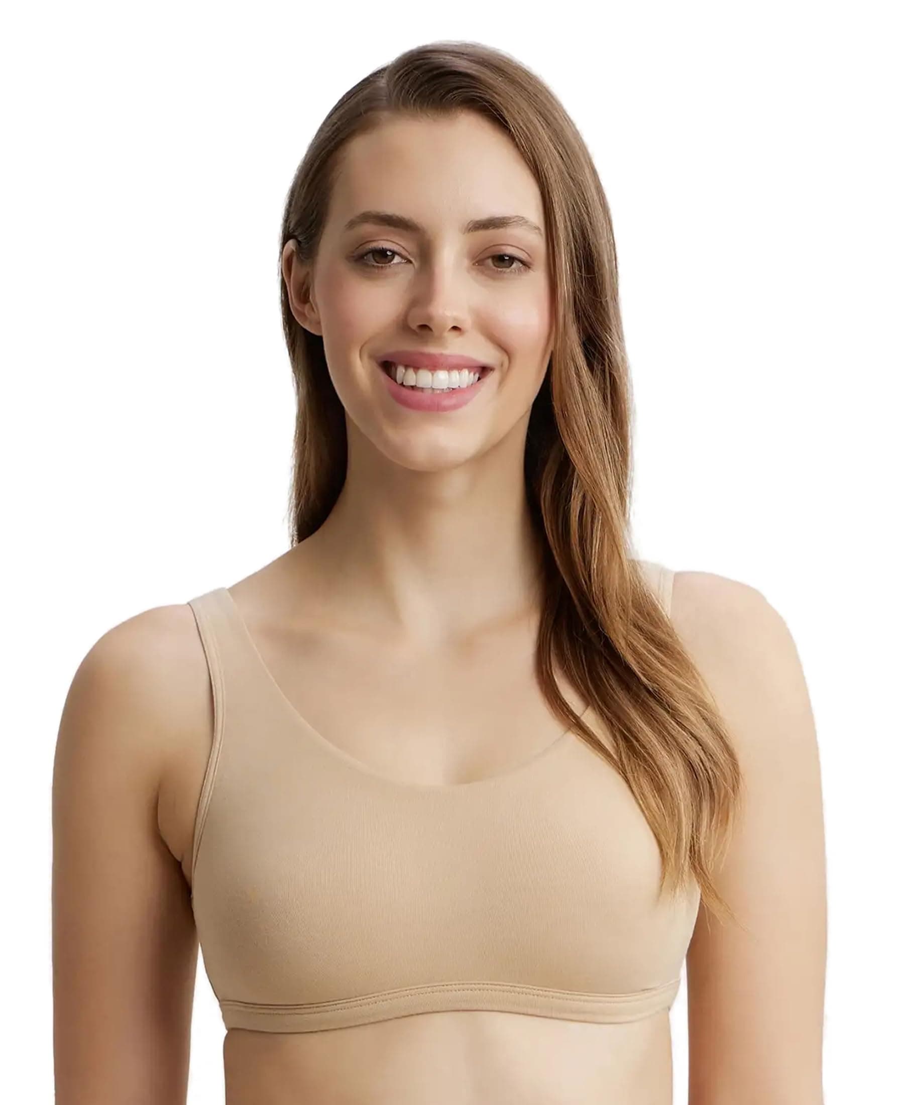 Jockey 1550 Women's Super Combed Cotton Elastane Stretch Slip On Crop Top_Light Skin_L