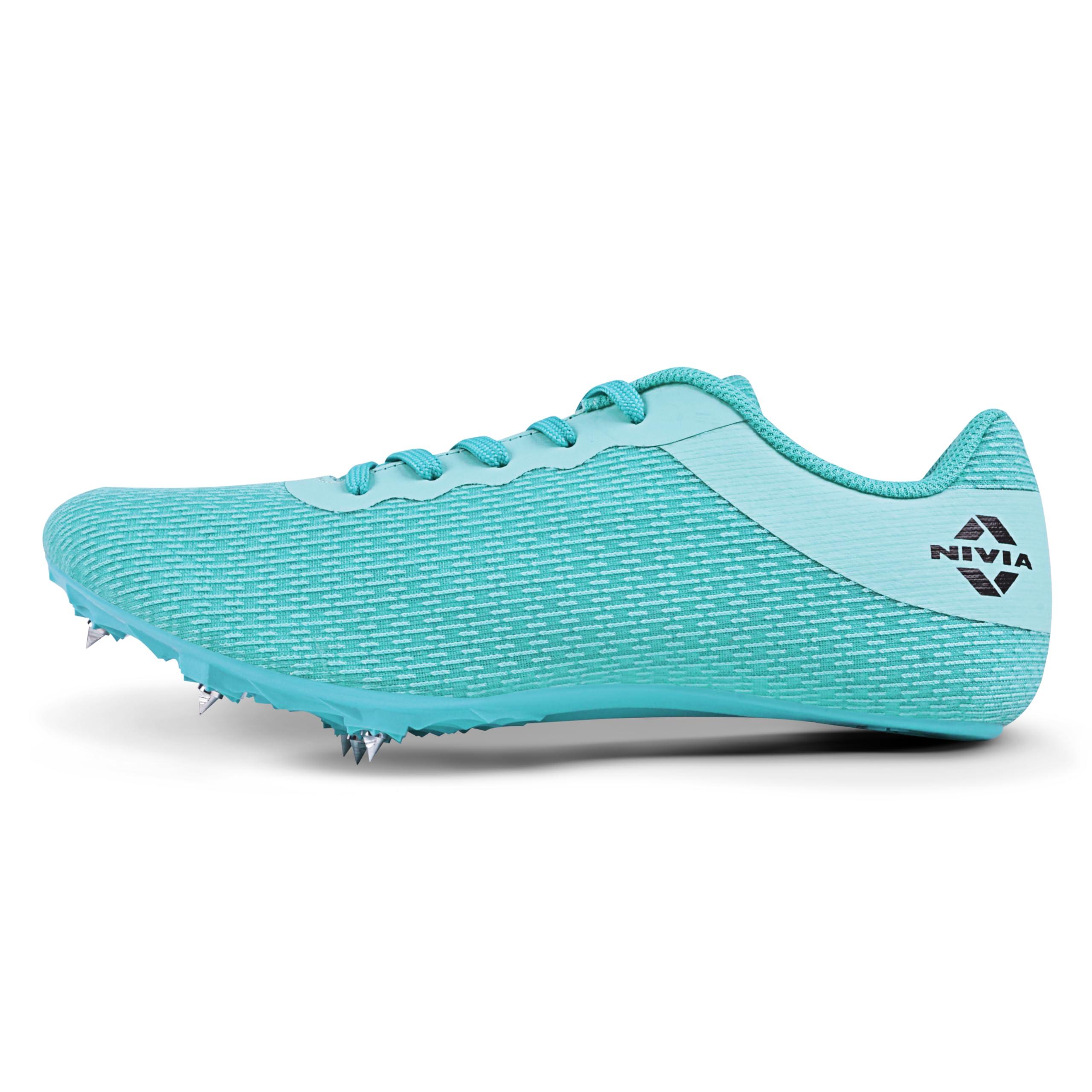 Nivia Stride 3.0 Athletic Spikes Track & Field Shoes for Men, Sprint Spikes, Outdoor Running Shoes, Track and Field Shoes, (Sky Blue), Size UK08