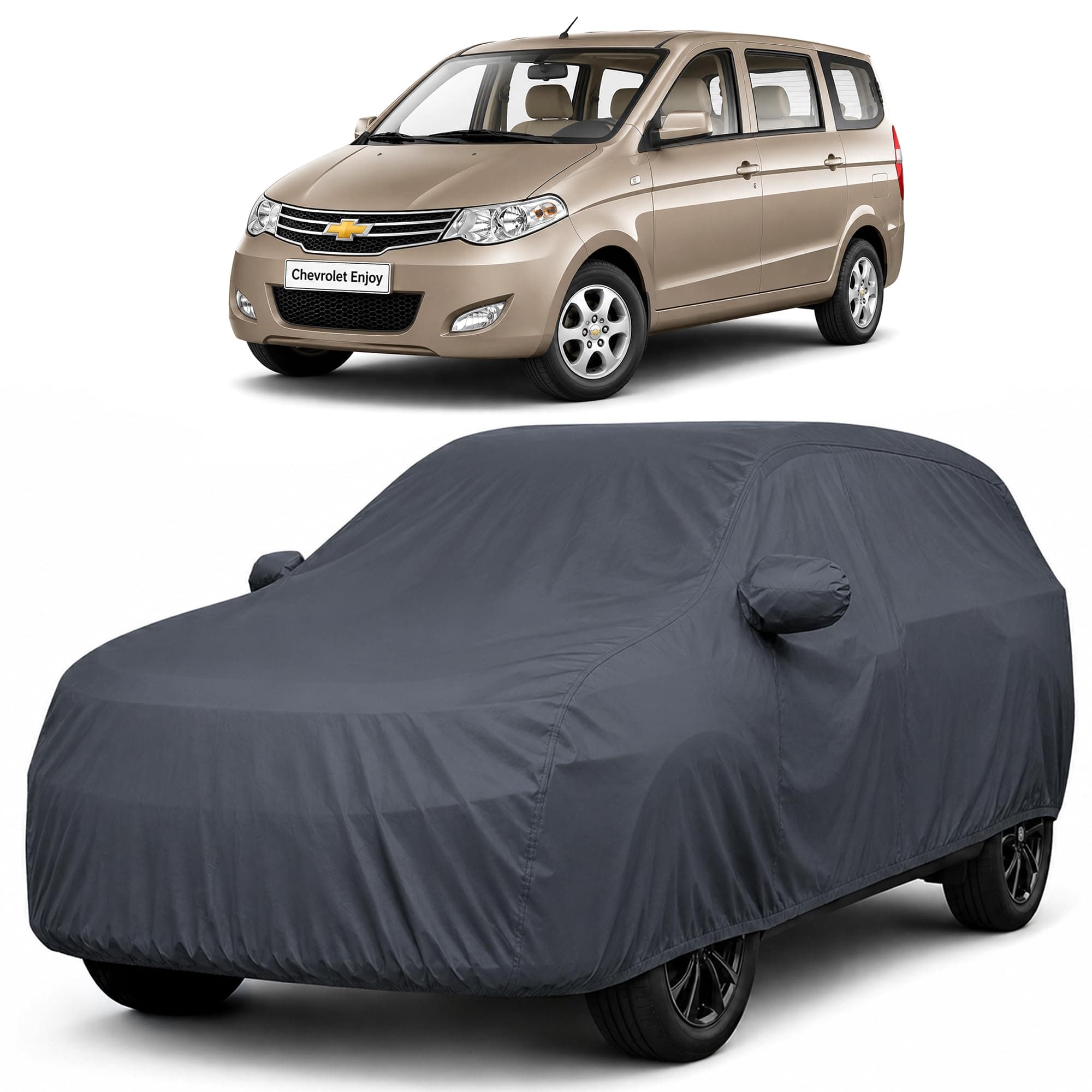 Autofact Car Body Cover Compatible with Chevrolet Enjoy | Custom Fit Car Cover |100% Waterproof | Triple-Stitched Lightweight Fabric | Dustproof | Indoor & Outdoor Use | Elastic Bottom