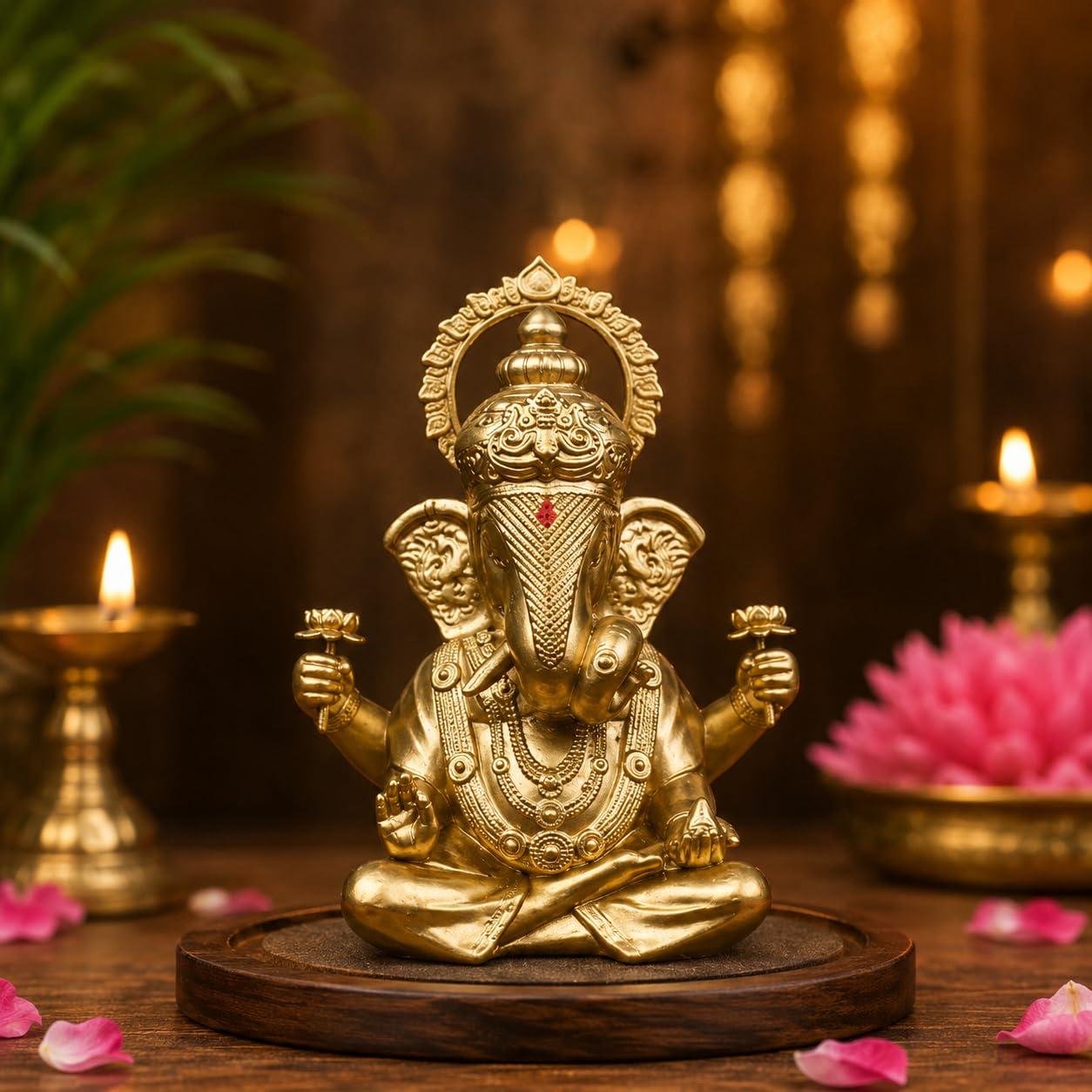 anoka Ganesha Idol for Car Dashboard | Resin Ganesh Ji Idol | Ganpati Bappa Murti Decorative Siddhi Vinayak Showpiece for Home, Office, Gift Purpose & Festival Gifting (Small)