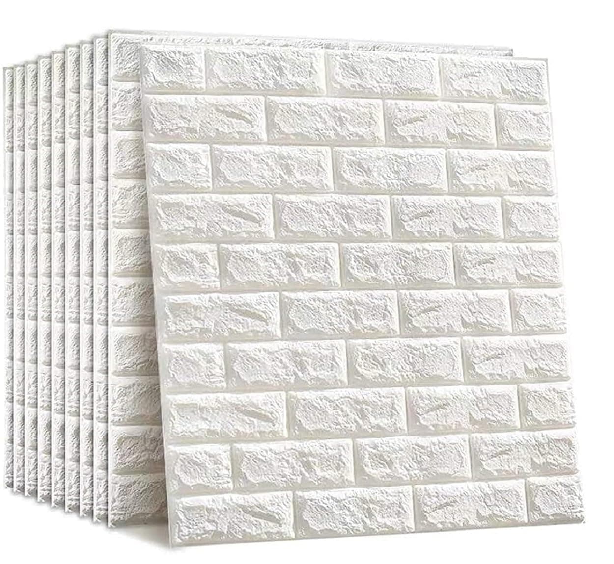 Barebeauty 3D Wall Panel Wallpaper, Self Adhesive PE Foam Brick Sticker, Waterproof Peel & Stick Wall Covering for Home, Bedroom & Living Room Decor, 70 x 77 cm (Pack of 10, 58 Sq. Ft. Approx)