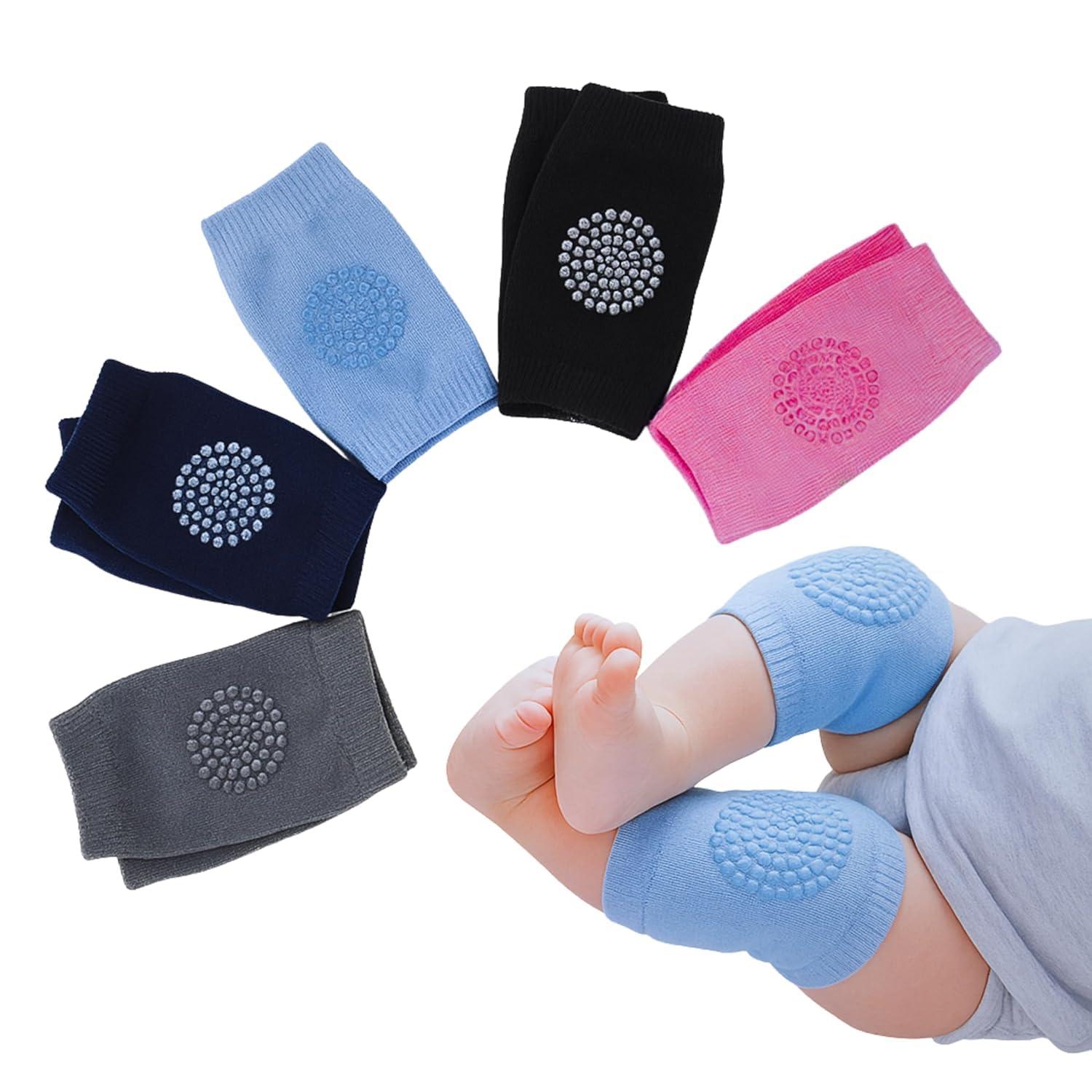 Windson Baby Knee Pads Set of 4 Pairs for Toddlers, Baby Elbow & Knee Protector, Anti-Slip Silicone Dots, Knee Support for Crawling & Walking, Soft, Stretchable, Breathable Mesh (Multi-Colour)