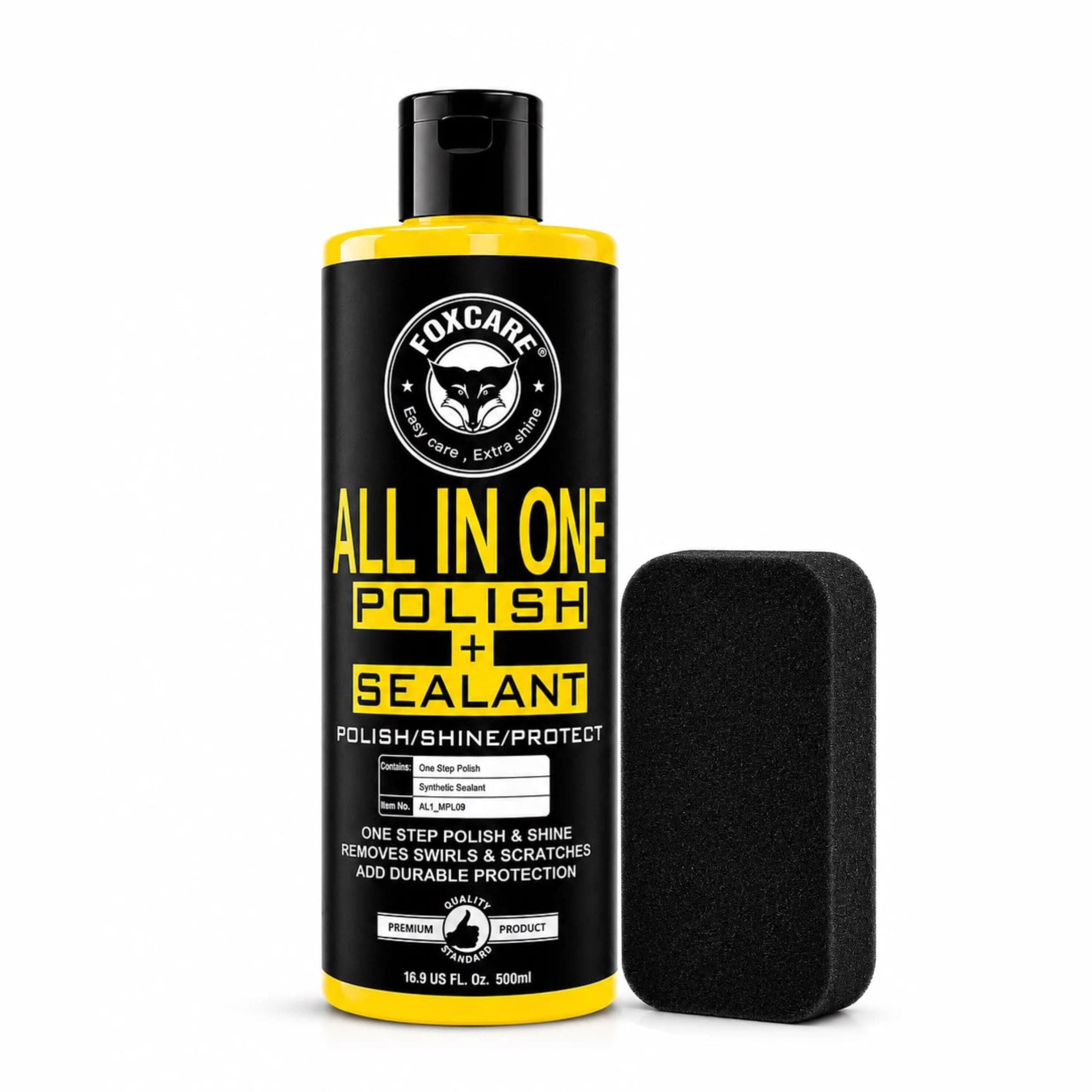 Foxcare All in One Polish + Sealant 500ml | Car & Bike Scratch Remover Polish | Dashboard, Plastic & Fibre Restorer | High Gloss Shine & Paint Protection Coating