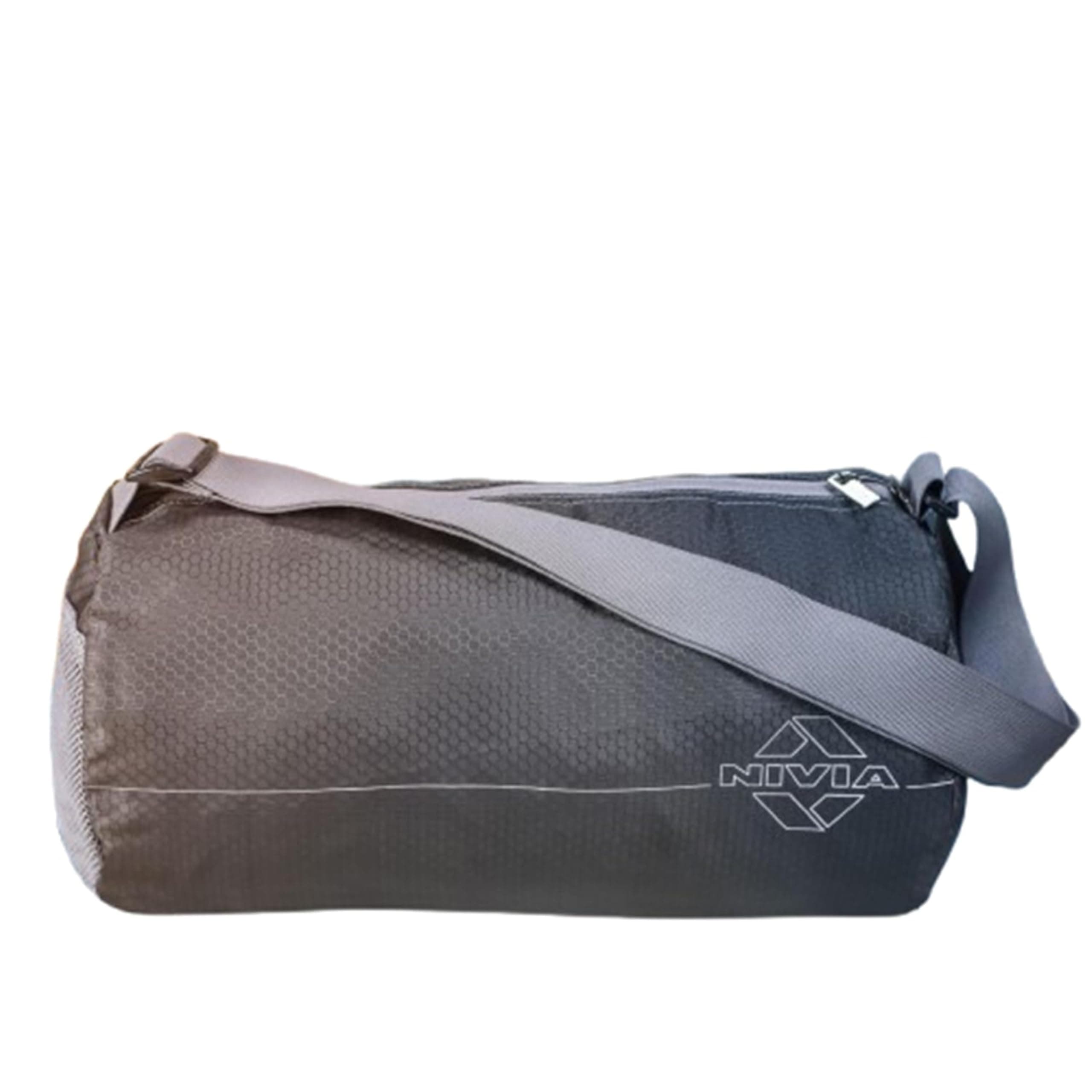 Nivia Basic Polyester Duffle Bag for Men & Women, Side Mesh Pocket, Workout & Training Bag, Suitable for Gym, Fitness, Sports & Travel with Adjustable Shoulder Strap (Grey), Capacity-11L