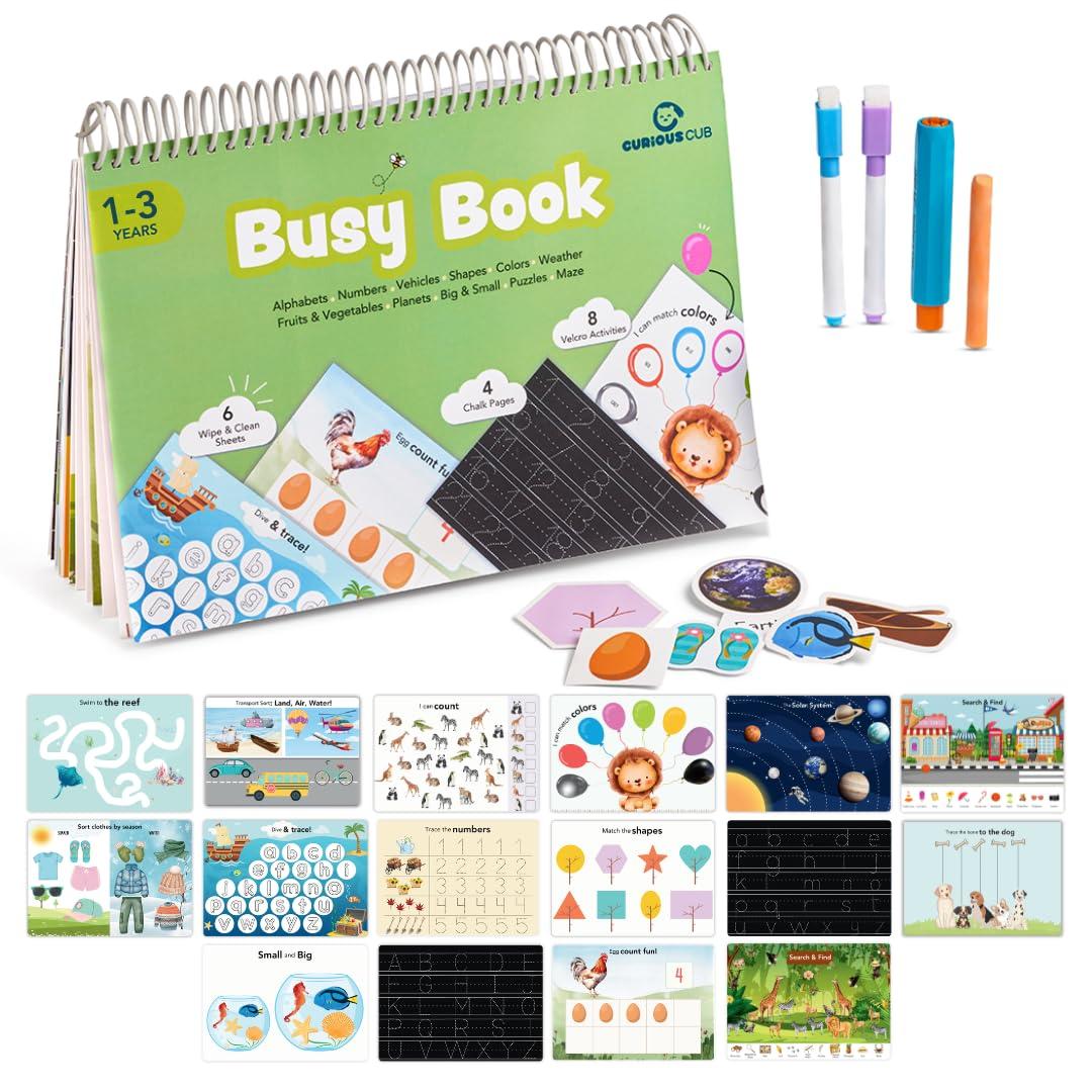 Curious Cub Busy Binder Toy for Toddlers, Montessori Busy Book for 1+ Year