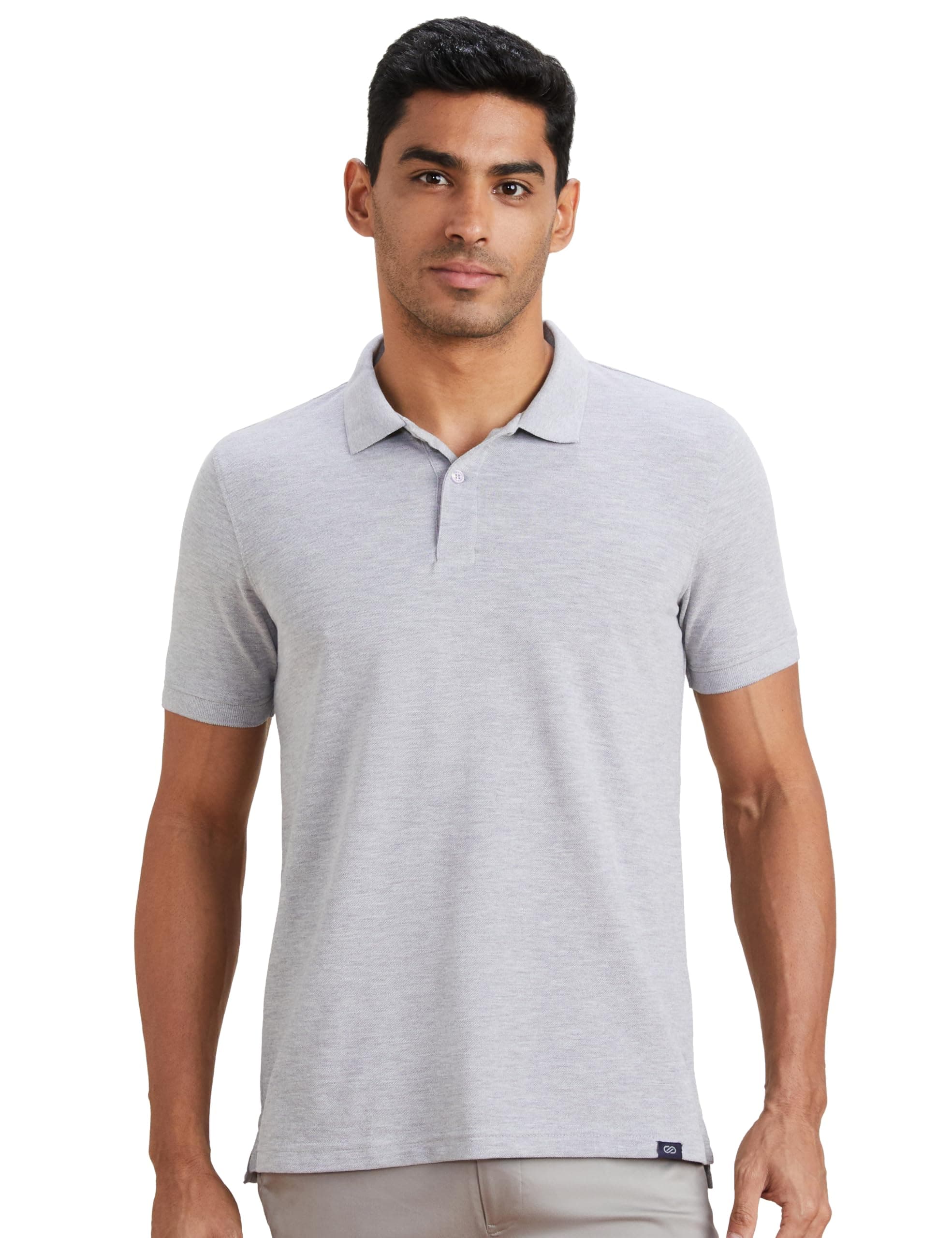 Amazon Brand - Symbol Men's Solid Cotton Rich Polo T Shirt | Collar Tshirts | Half Sleeves | Plain-Regular Fit_AW17MPCP-SINGLE_Mid Grey Melange_7XL