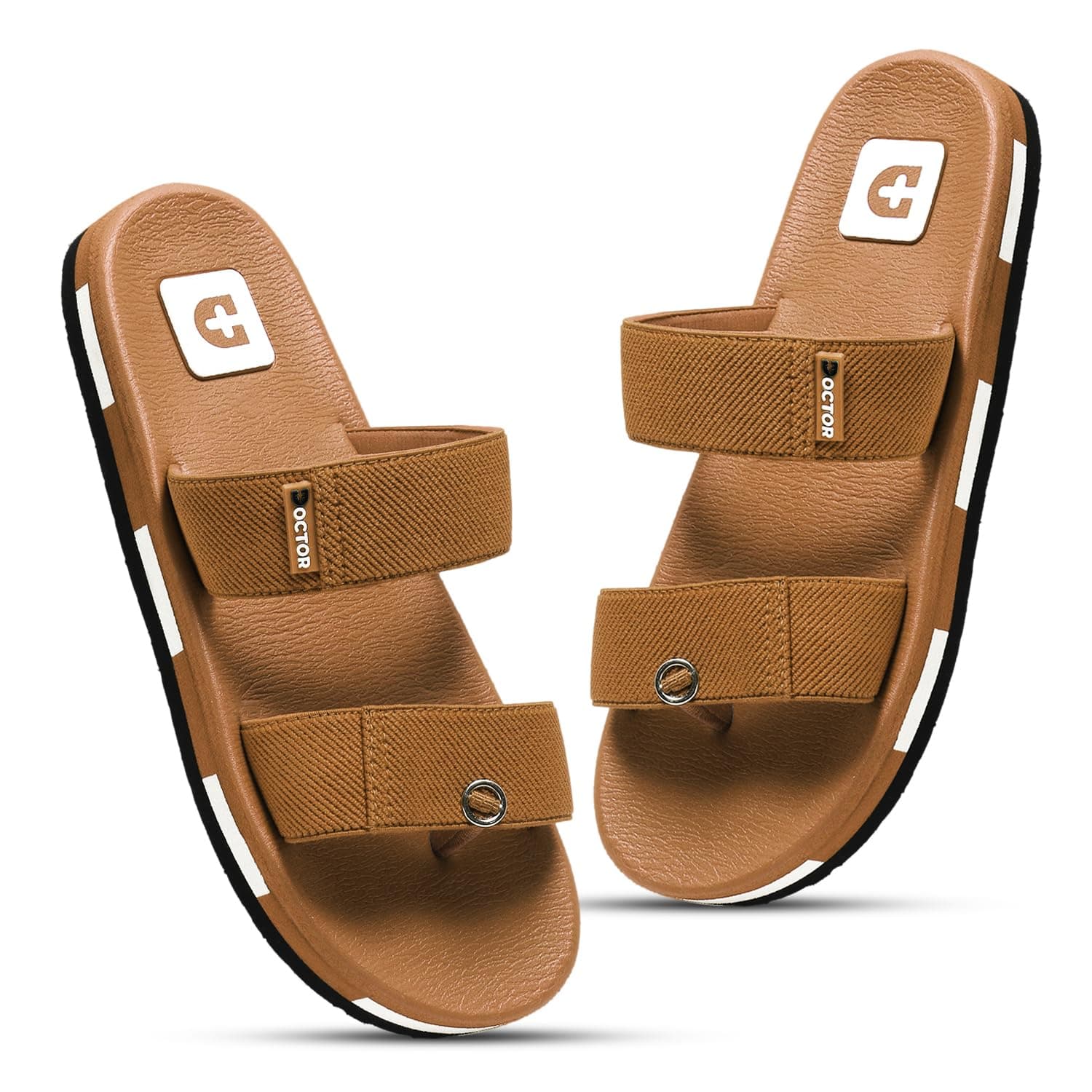 DOCTOR HEALTH SUPER SOFT Men’s Double Strap Casual Slides | Lightweight Cushioned EVA Slippers | Anti-Slip Comfortable Open Toe Sandals for Indoor Outdoor Everyday Wear