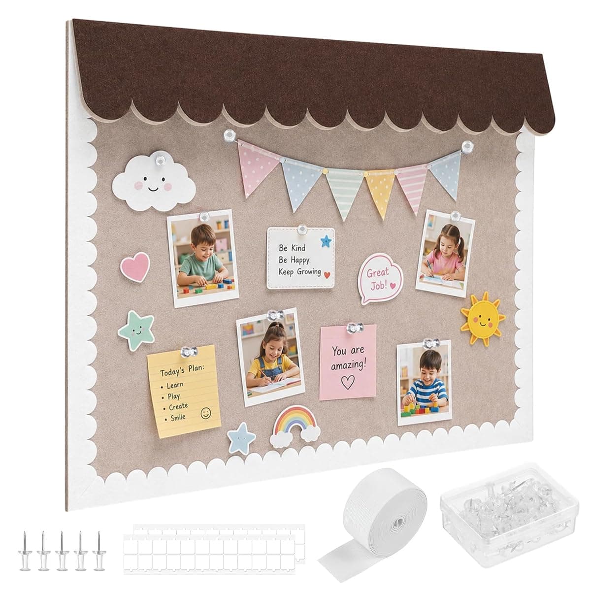 Climberty® Scalloped Bulletin Board Felt Cork Pin Board