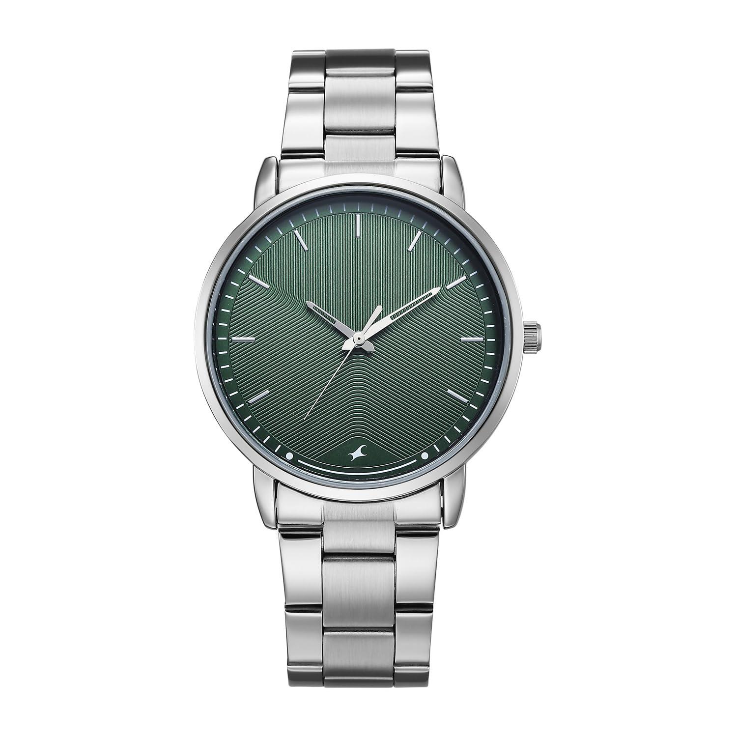 Fastrack Stunners X Quartz Analog with Dark Green Dial Steel Stainless Steel Strap Watch for Men - 38159SM07