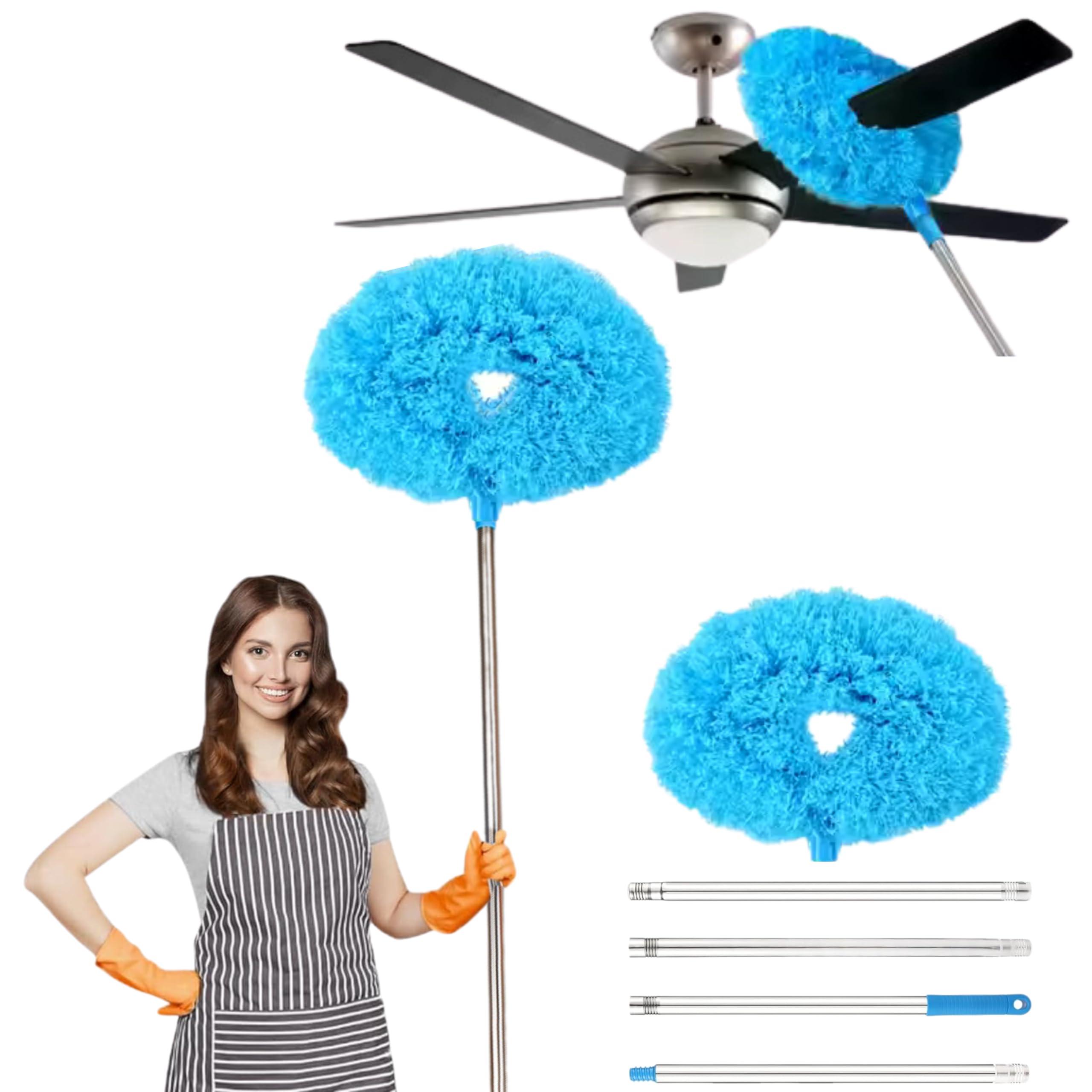HUBTURE Fan Cleaner Brush with Long Rod | Microfiber Feather Duster with Extendable Telescopic Pole (13–50 Inches) | Double-Sided Washable Duster for Ceiling Fans, Windows, Blinds & Home Cleaning