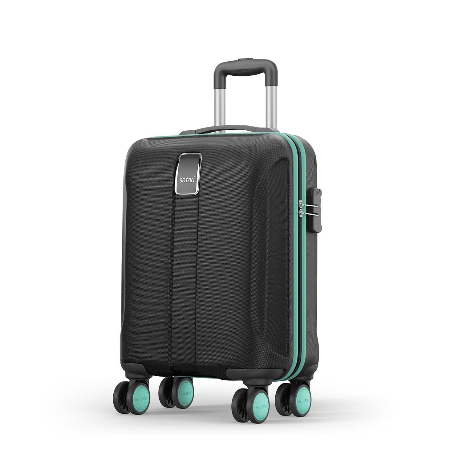 Safari Cabin Thorium Neo 8 Wheels 55 Cm Small Trolley Bag Hard Case Polycarbonate 360 Degree Wheeling System Luggage, Trolley Bags for Travel, Suitcase for Travel, Black