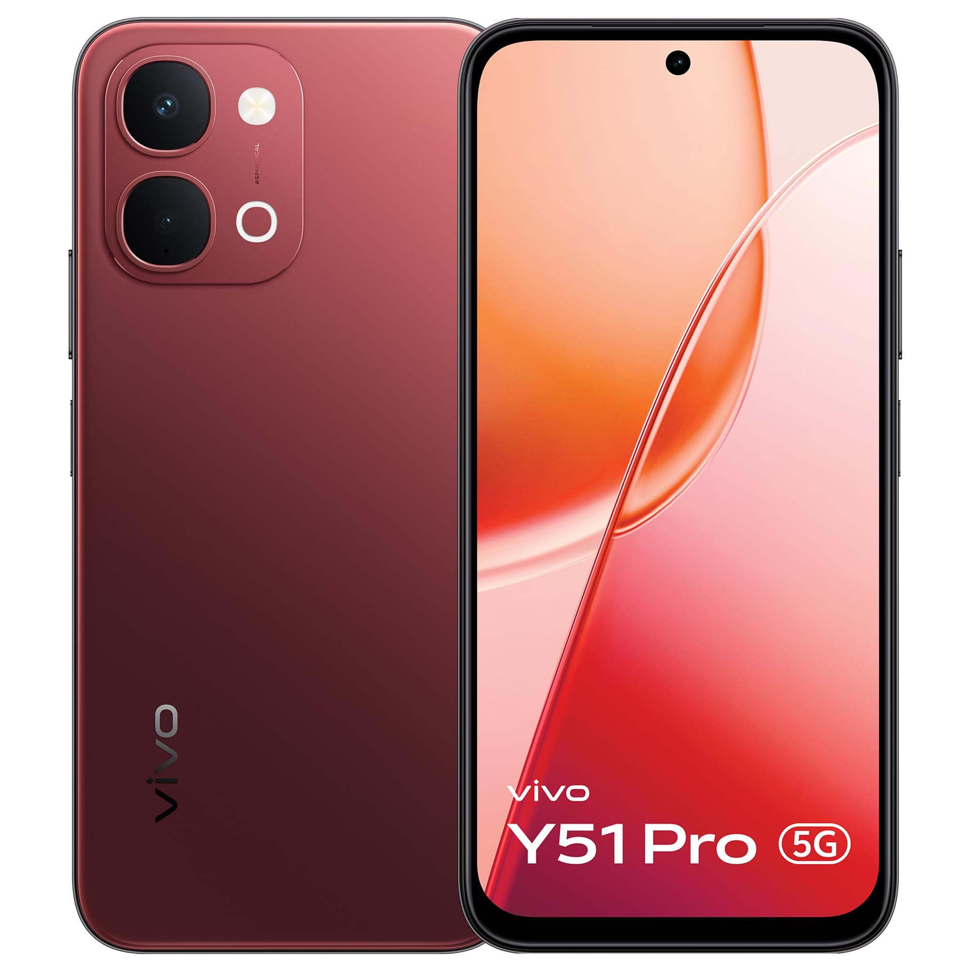 vivo Y51 Pro 5G (Crimson Red, 8GB RAM, 128GB Storage) with No Cost EMI/Additional Exchange Offers
