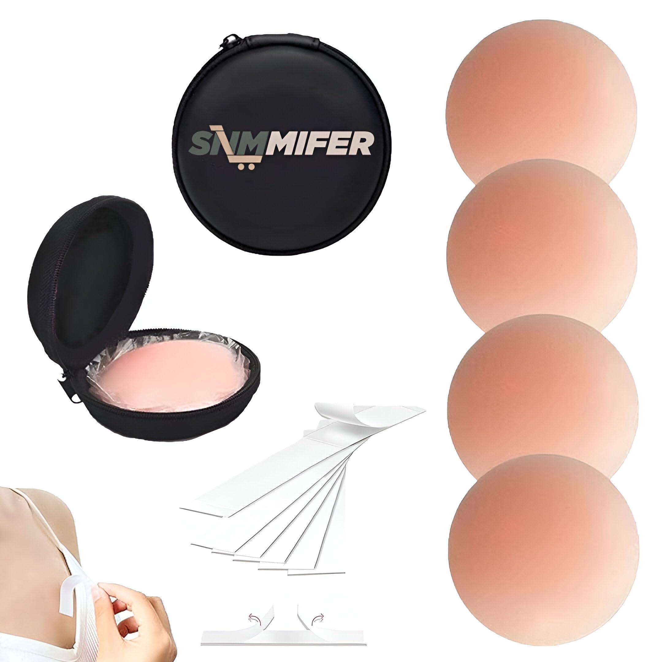 SNMMIFER Silicone Nipple Covers Reusable for Women with Double Sided Tape 36 Pieces, Fashion Clothing Accessory (Nude, Medium, Nipple Cover (2 Pair Combo, 4 Pcs))