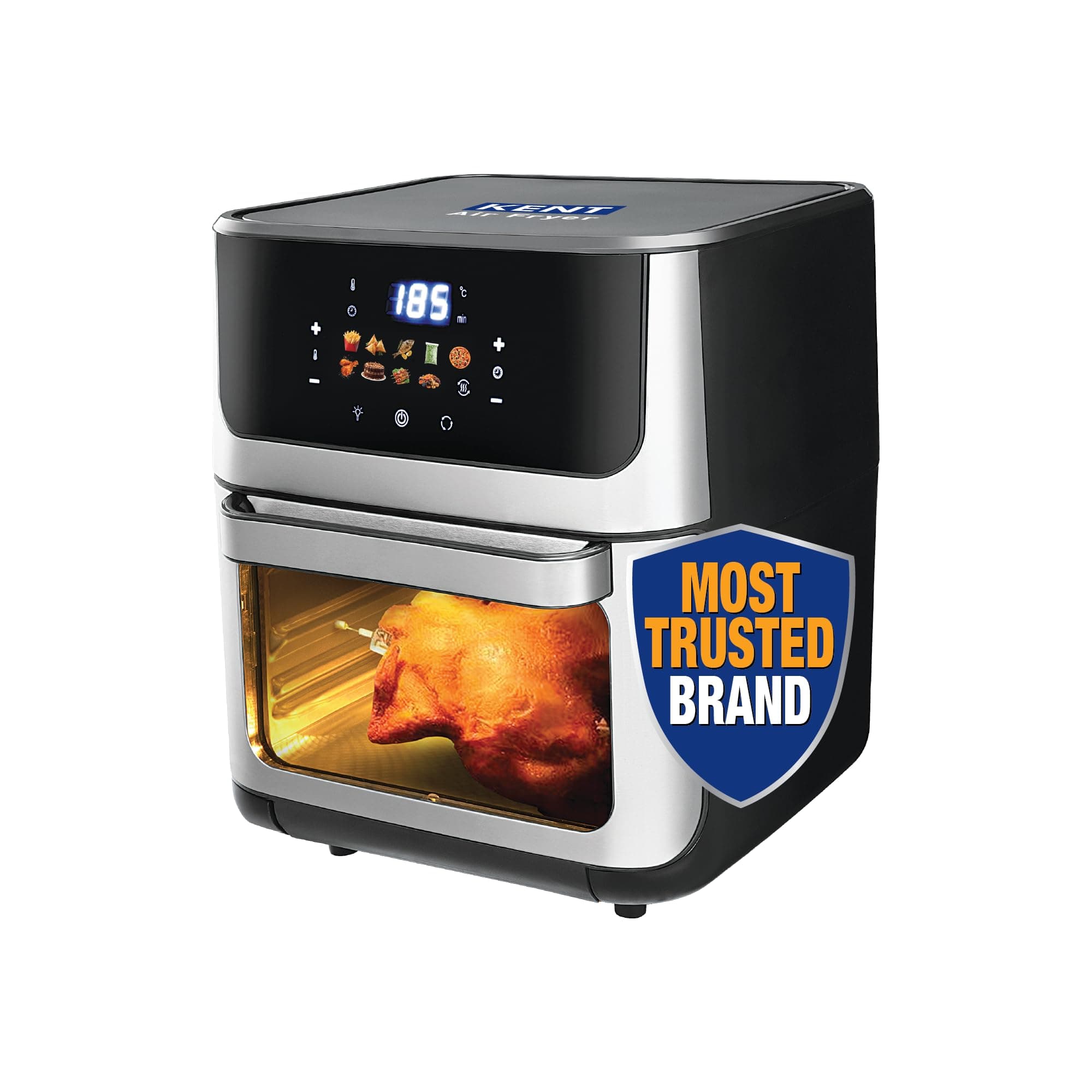 KENT Digital Air Fryer Oven 12L | 1800W | 360° Rapid Heat Circulation | 10 Preset Menus | Bake, Grill & Roast | Digital Display & Touch Control Panel | Dehydration & Rotisserie Function, Multi