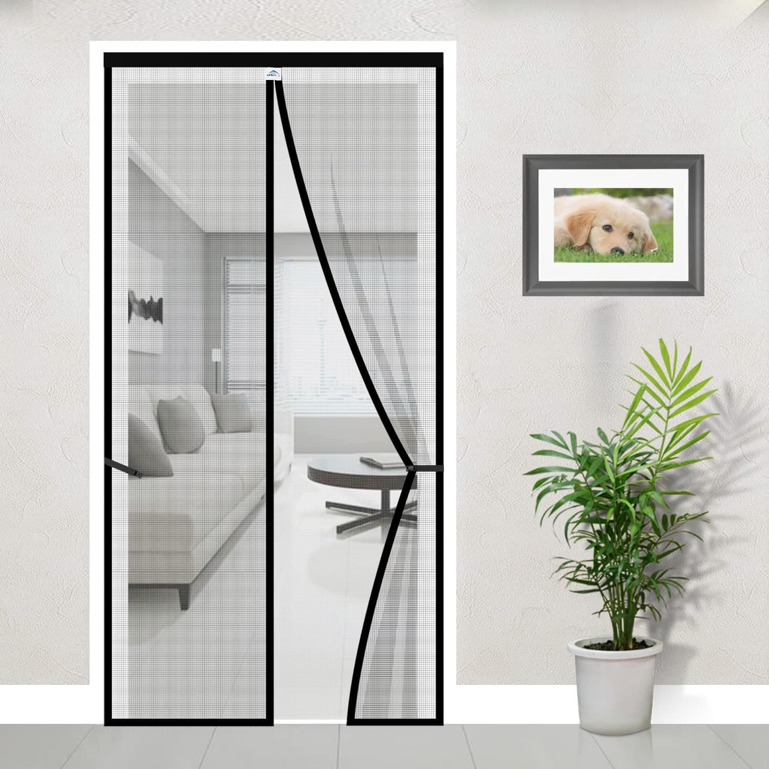 LifeKrafts Mosquito Net Curtain for Door | Magnetic Closure, 120 GSM Fiberglass Material, Black (200x100 cm)