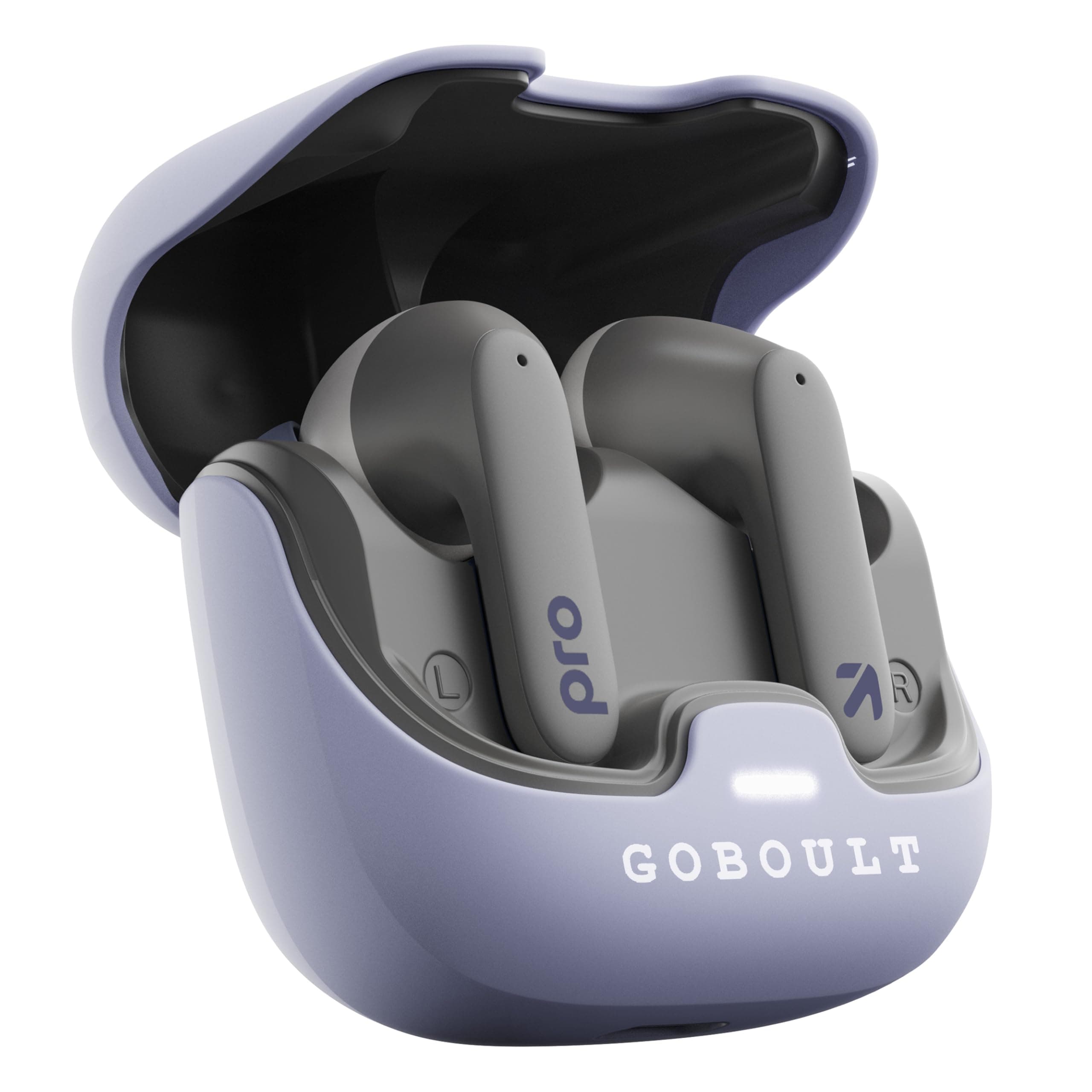 GOBOULT Z40 Pro with 100H Playtime, Zen Quad Mic ENC, 45ms Low Latency Gaming, Premium Rubber Grip Case, 13mm Bass Drivers, Bluetooth 5.3, TWS Truly Wireless in Ear Earbuds (Lavender)