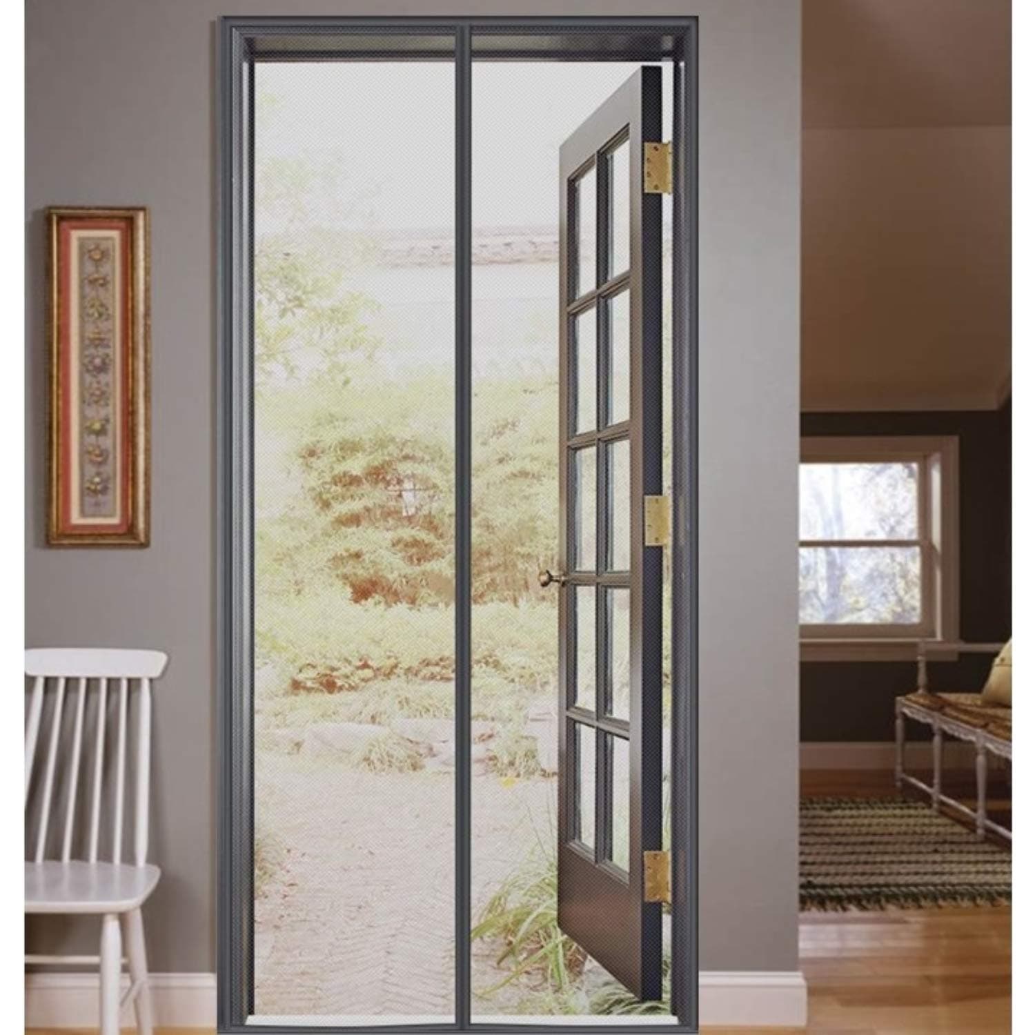 LifeKrafts Polyester Magnetic Mosquito Net for Door | Mosquito Curtain for All Door Types & Sizes | Auto-Closing Insect Screen to Keep Mosquito Out (210x90 cm, Grey)