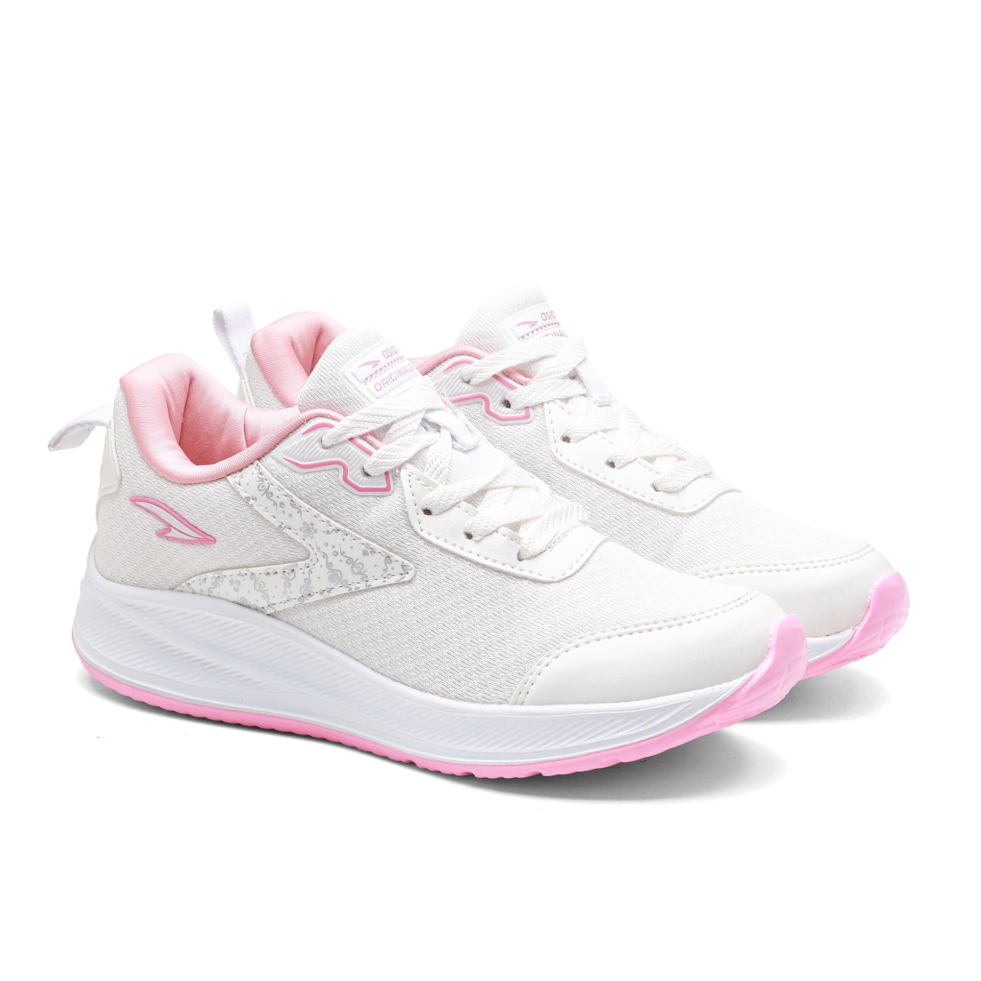 ASIAN Mercury-21 Women’s Running Shoes | Lightweight Shoes with EVA Sole, Breathable Knit Comfort, Stylish Casual Running, Walking & Sports Shoes for Girls White Pink
