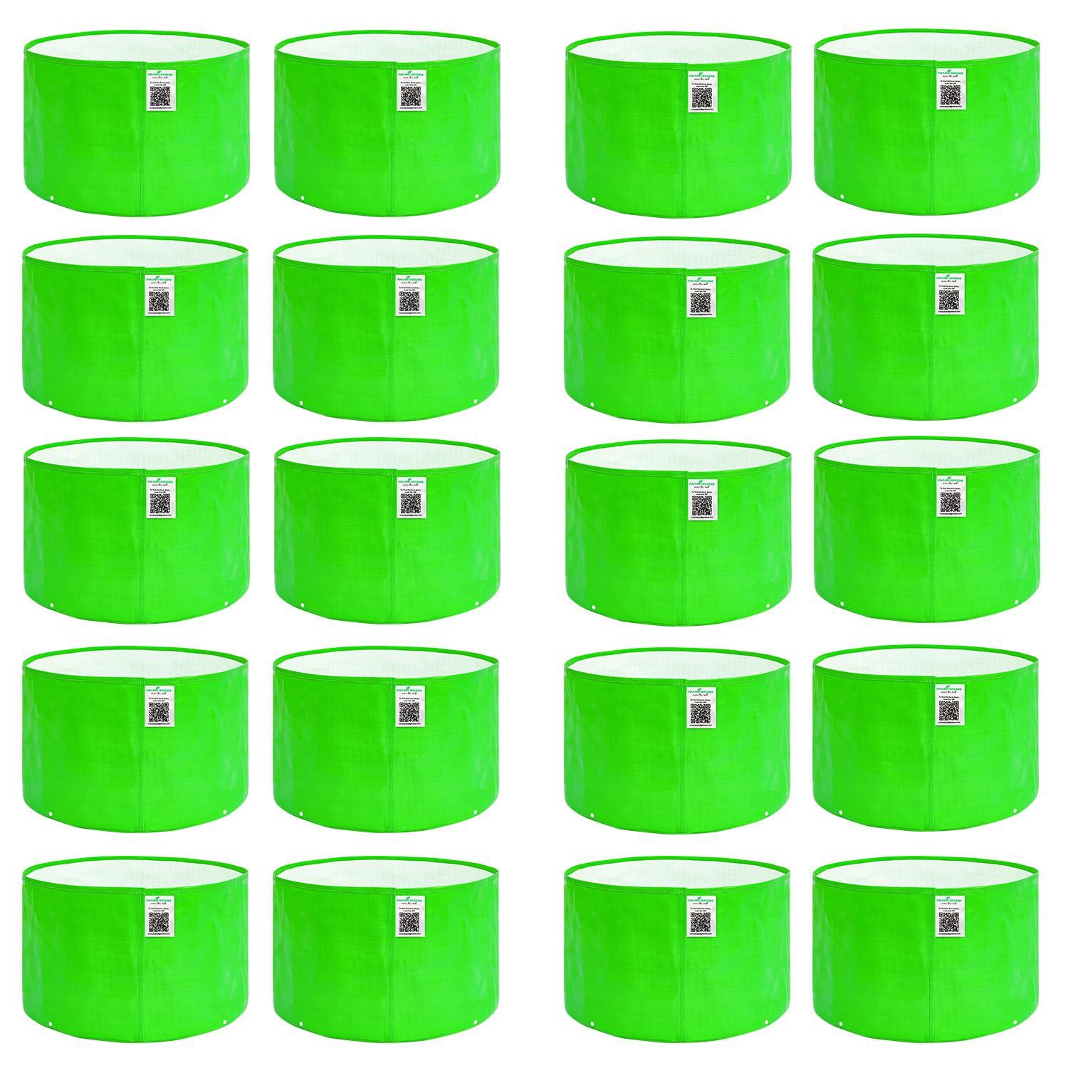 Anandi Green's Premium HDPE Uv Protected 260 GSM Round Green Colour Plant Grow Bag, Suitable for Terrace and Vegetable Gardening Size 9x6 Inch Pack of 20