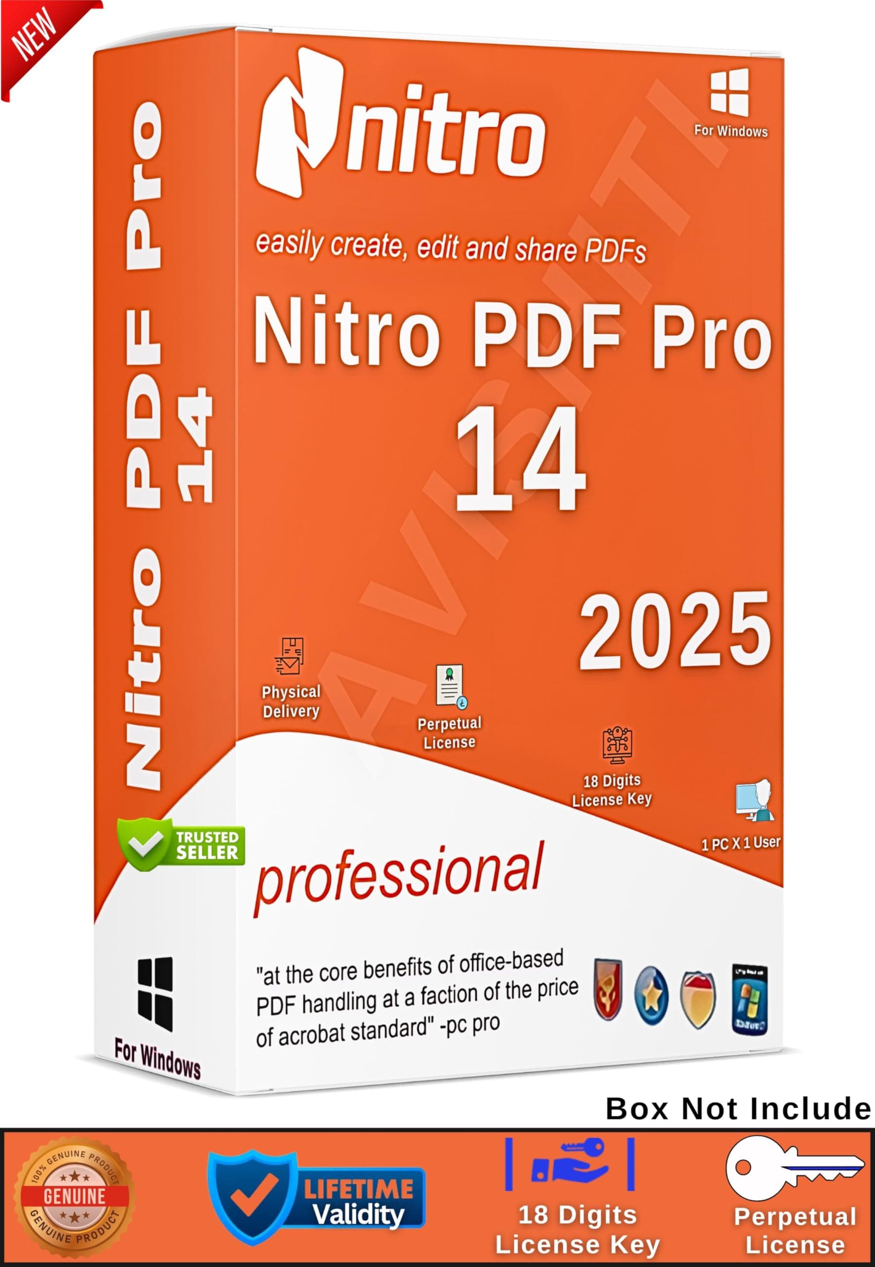 Nitro PDF Pro 14 | Latest 2025 Edition v14.35 | All-In-One PDF Editor | All PDF Solutions | Lifetime Validity | 1 X 1 PC | For Windows