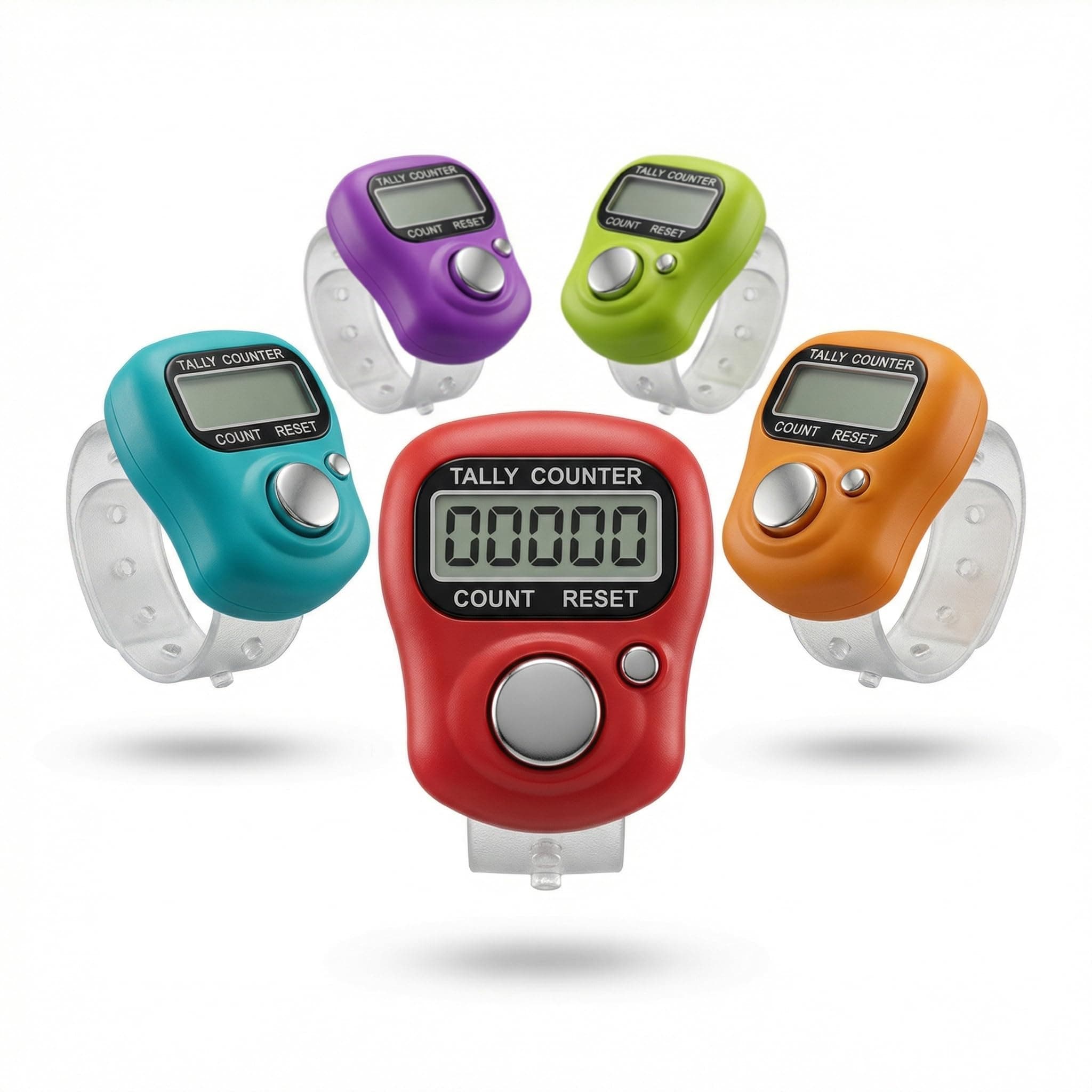 Viblizz Digital Tally Counter for Chanting Mantra - Mini Hand Finger Ring LCD Display Counting Machine for Japa Mala, Meditation, Prayer & Tasbeeh - Adjustable Strap, Reset Button (Pack of 5)