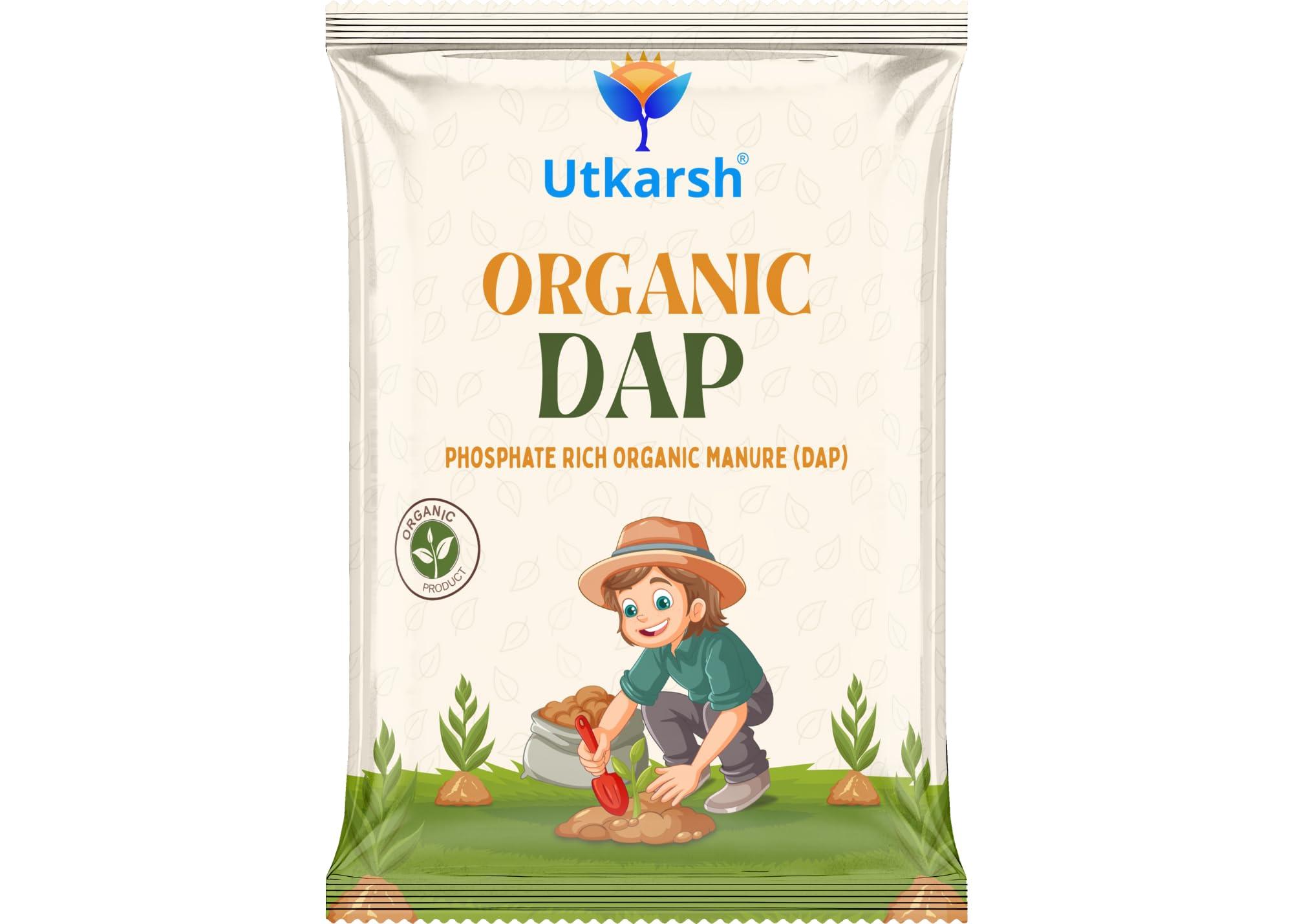 Utkarsh Organic DAP Fertilizer for Plants, Home & Garden - 900 gm Granules, 100% Water Soluble, Bio DAP Fertilizers & Manure for Plants Growth | Improves Flowering, Fruiting & Vegetables; Pack of 1