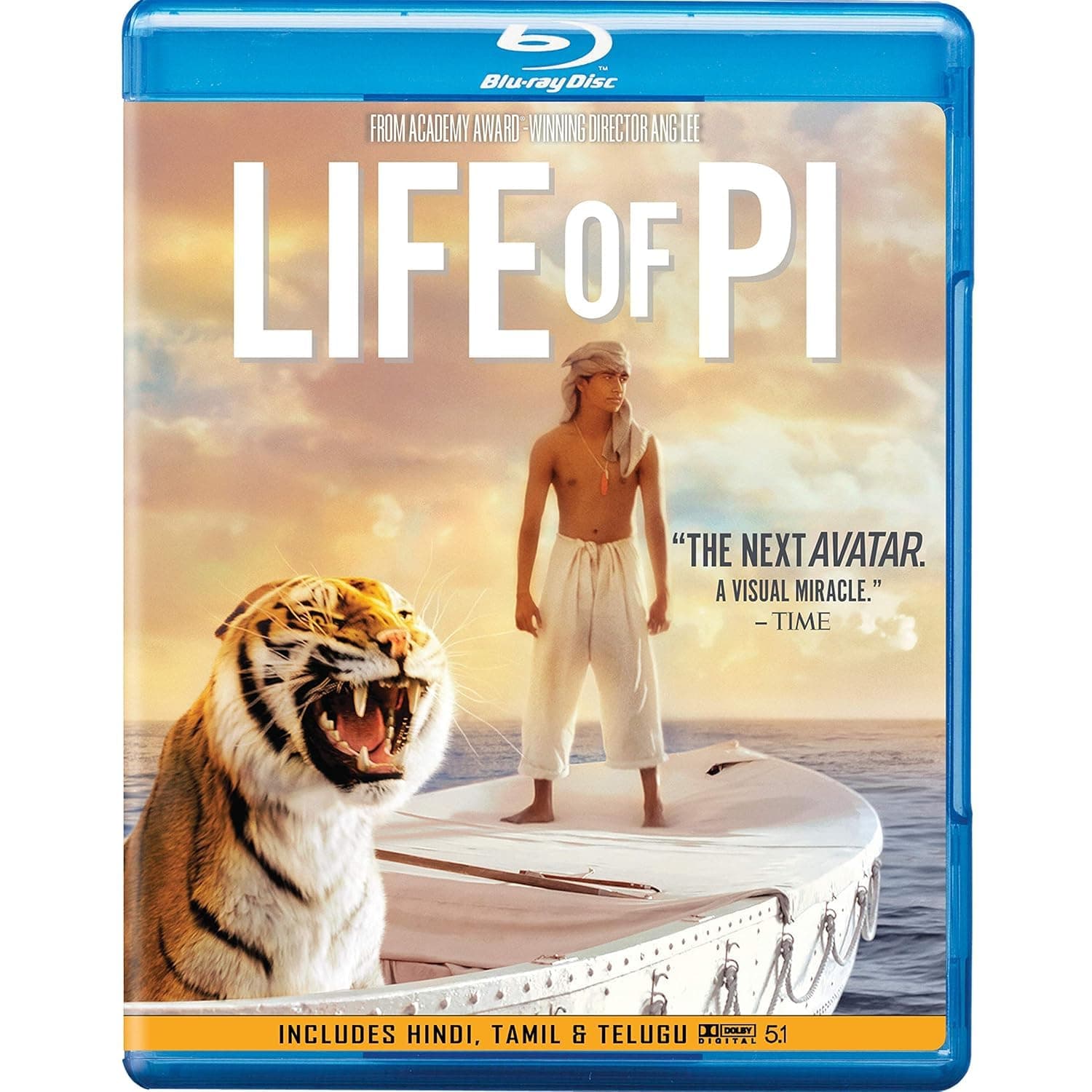 Life of Pi (2012) - Starring: Suraj Sharma, Irrfan Khan & Tabu (Also incl. Hindi, Tamil & Telugu Dub Audio Language Tracks)