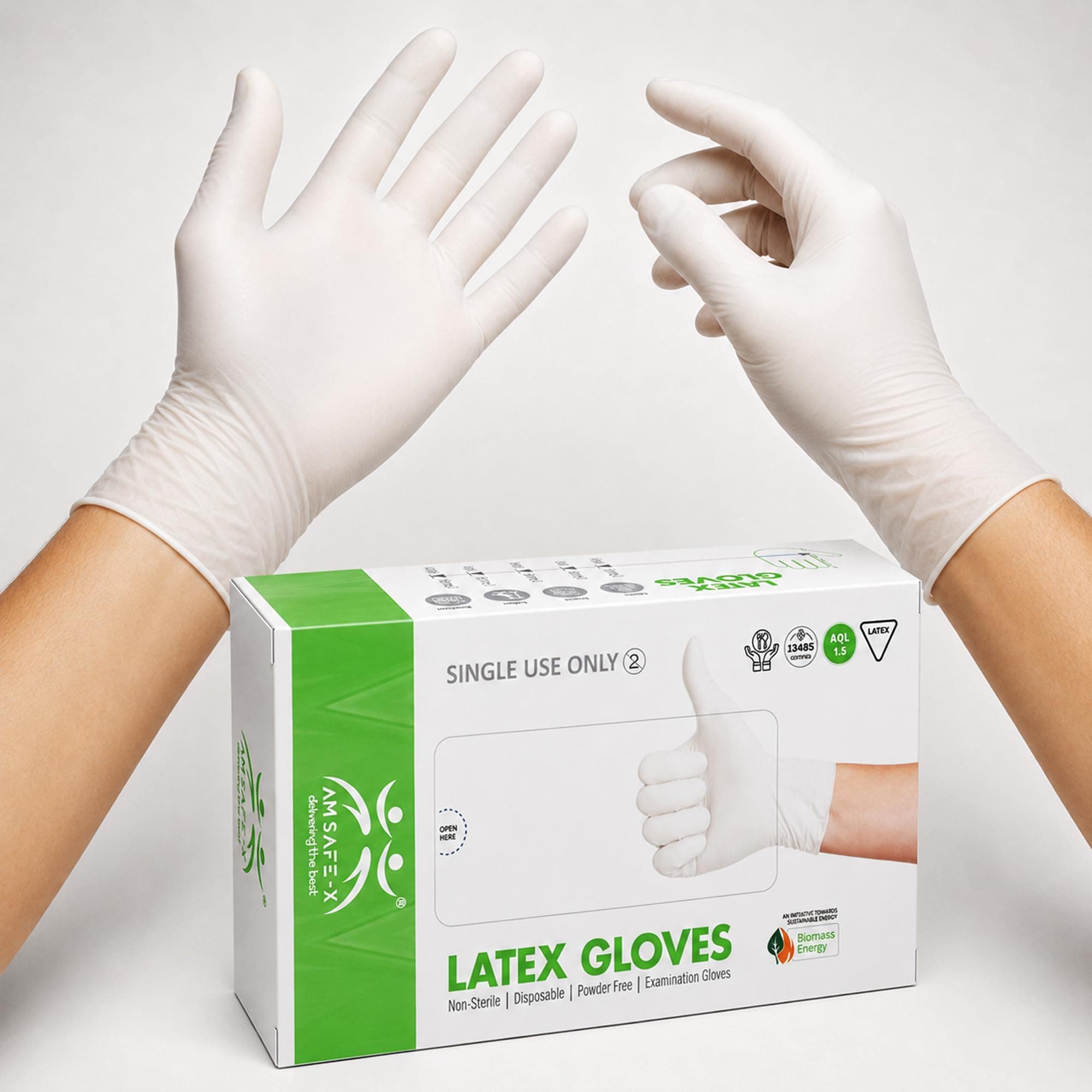 AM Safe White Latex Disposable Gloves | Powdered | Food Handling | Multipurpose Gloves for Kitchen, Cleaning, Cooking, Housekeeping & Household Use | 40 Pcs | Large