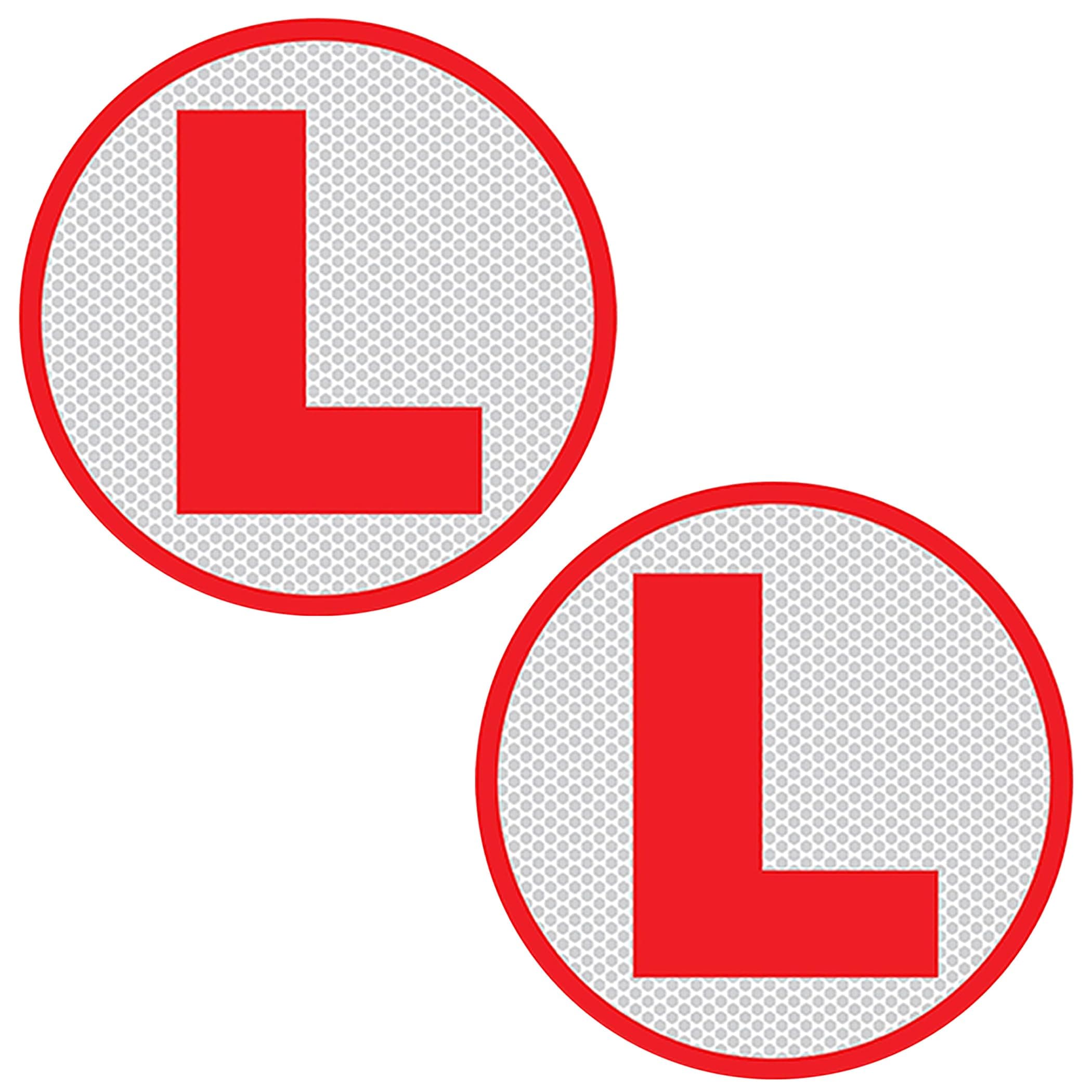 GLUN® Reflective L Sticker for Learning Drivers | Waterproof Car Board Sticker | Easily Removable, 15cm x 15cm, 2 Piece