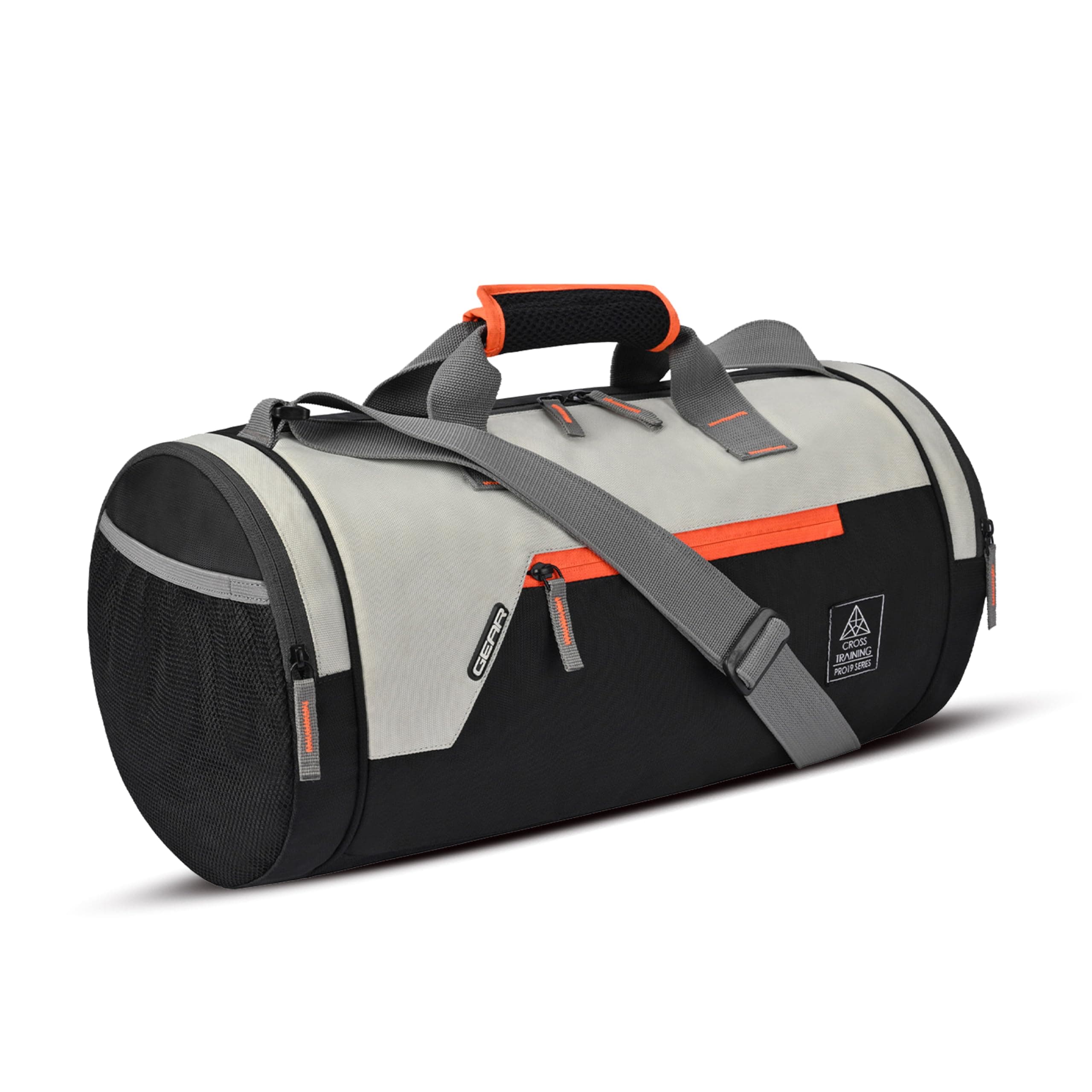 Gear Cross Training 18"/29L Large Water Resistant Duffle Bag | Travel Bag | Gym Bag for Men & Women (Black - Orange)