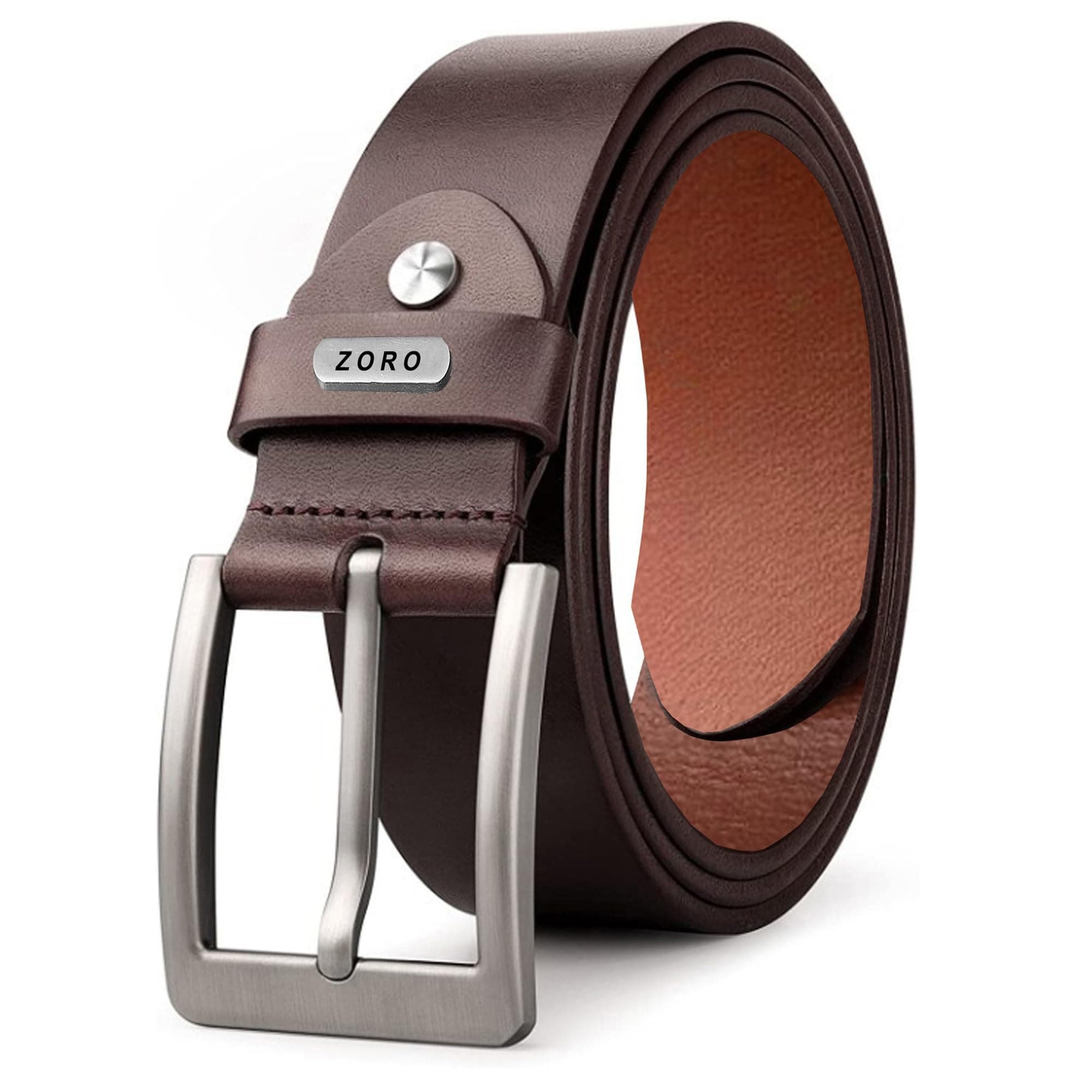 ZORO Men's Genuine Leather Belt for Men | Brown | Size 42