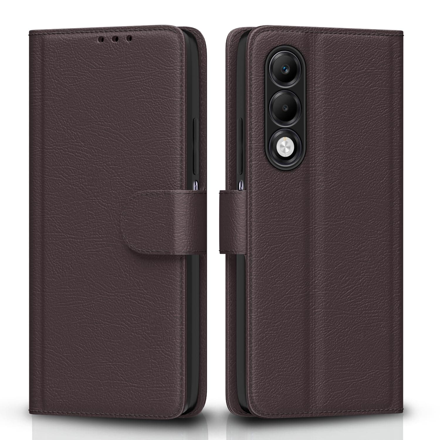 Pikkme Flip Cover for Oppo K13x 5G | Leather Finish | Shockproof with Card Pockets & Wallet Stand | Ultimate Protection Case(Coffee)