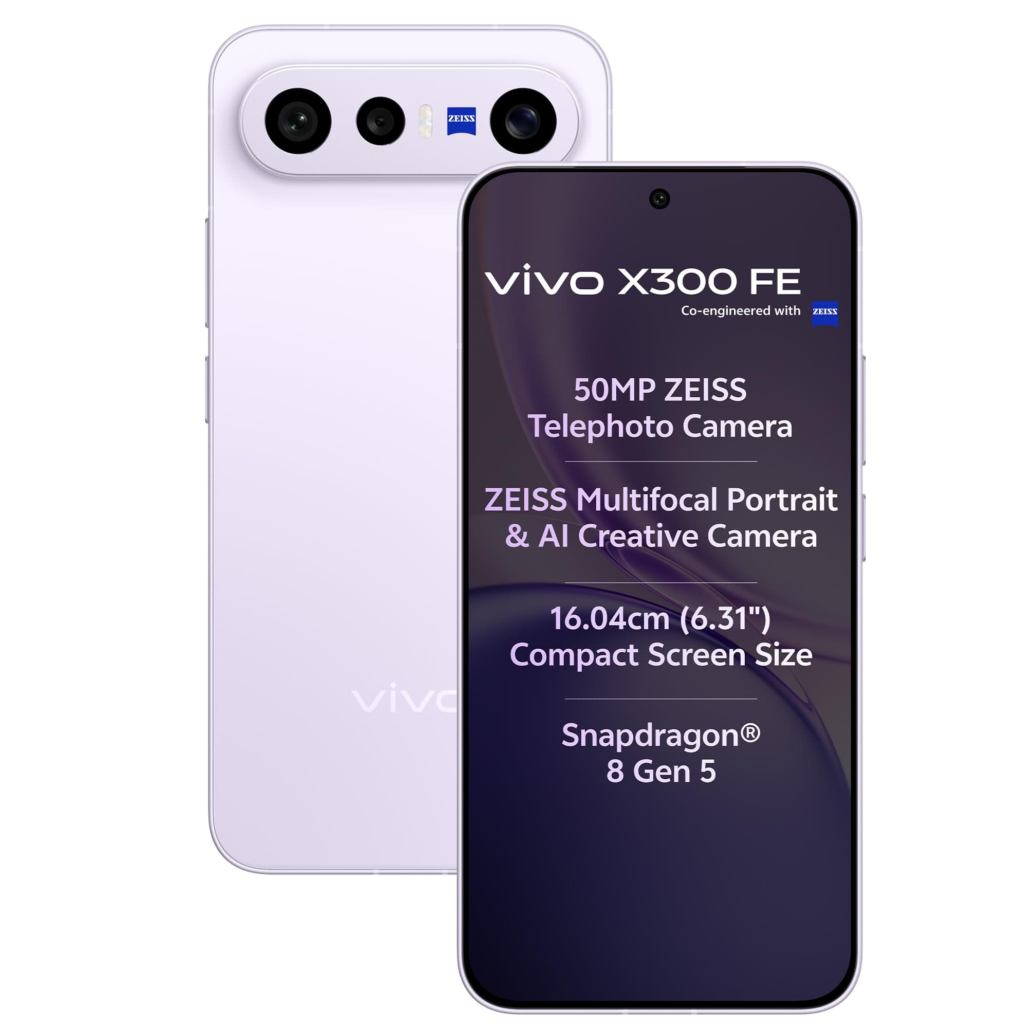 vivo X300 FE 5G (Lilac Purple, 12GB RAM, 256GB Storage) with No Cost EMI/Additional Exchange Offers