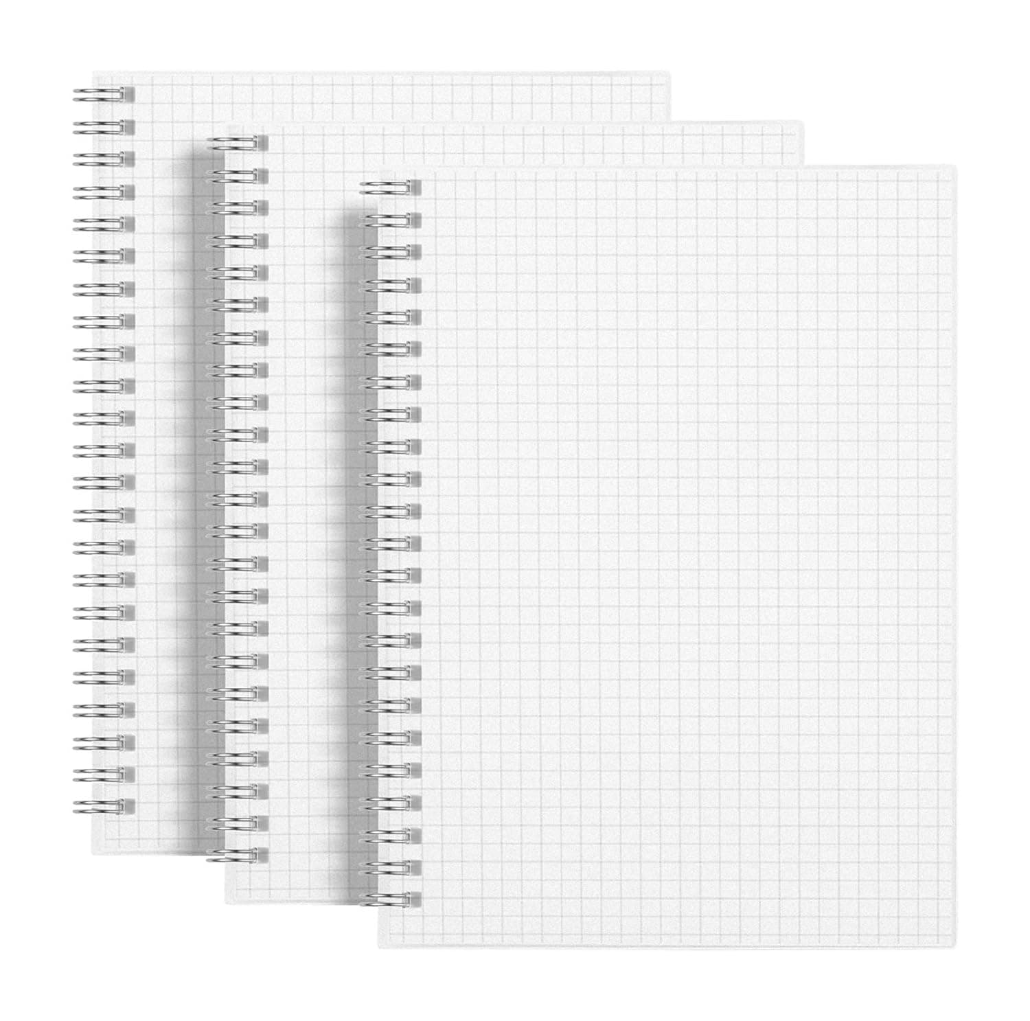 amazon basics Graph Paper Notebook | A5 Graph Grid Spiral Notebooks | 480 Pages, 100 GSM | 5.5" x 8.3" | Durable | Acid-Free | Set of 3