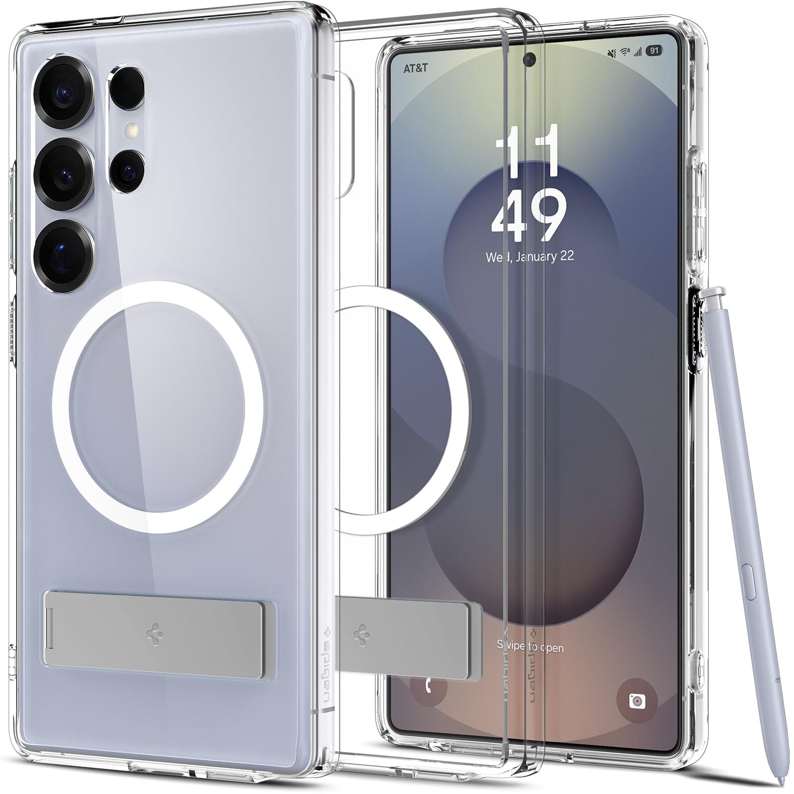 Spigen Ultra Hybrid S MagFit | Samsung Galaxy S25 Ultra Case [MagSafe] [Transparent] [Kickstand] Galaxy S25 Ultra Back Cover | TPU+PC - Clear White