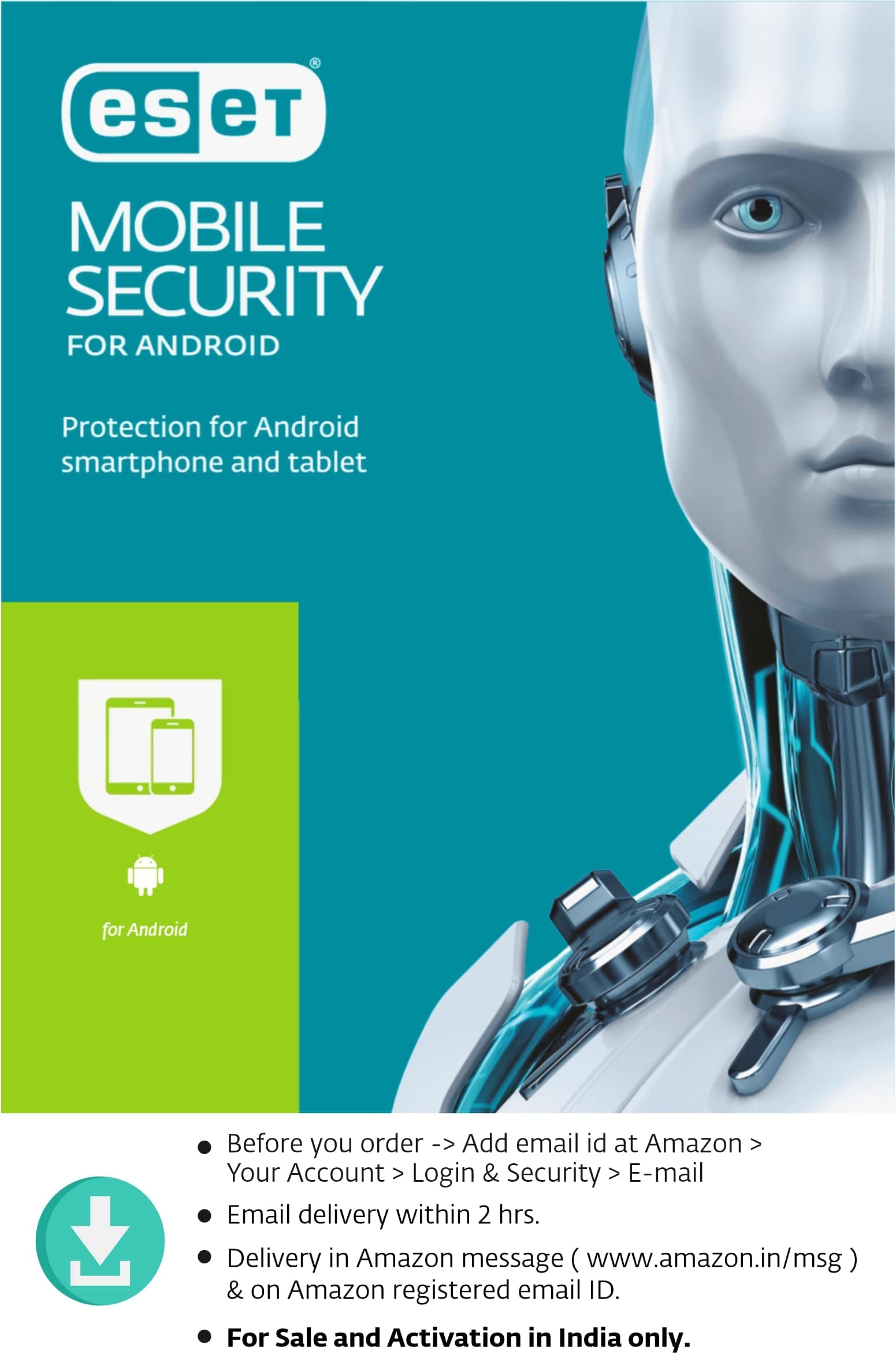 ESET Mobile Security For Android 1 Device, 1 year (Email Delivery in 2 Hours - No CD)