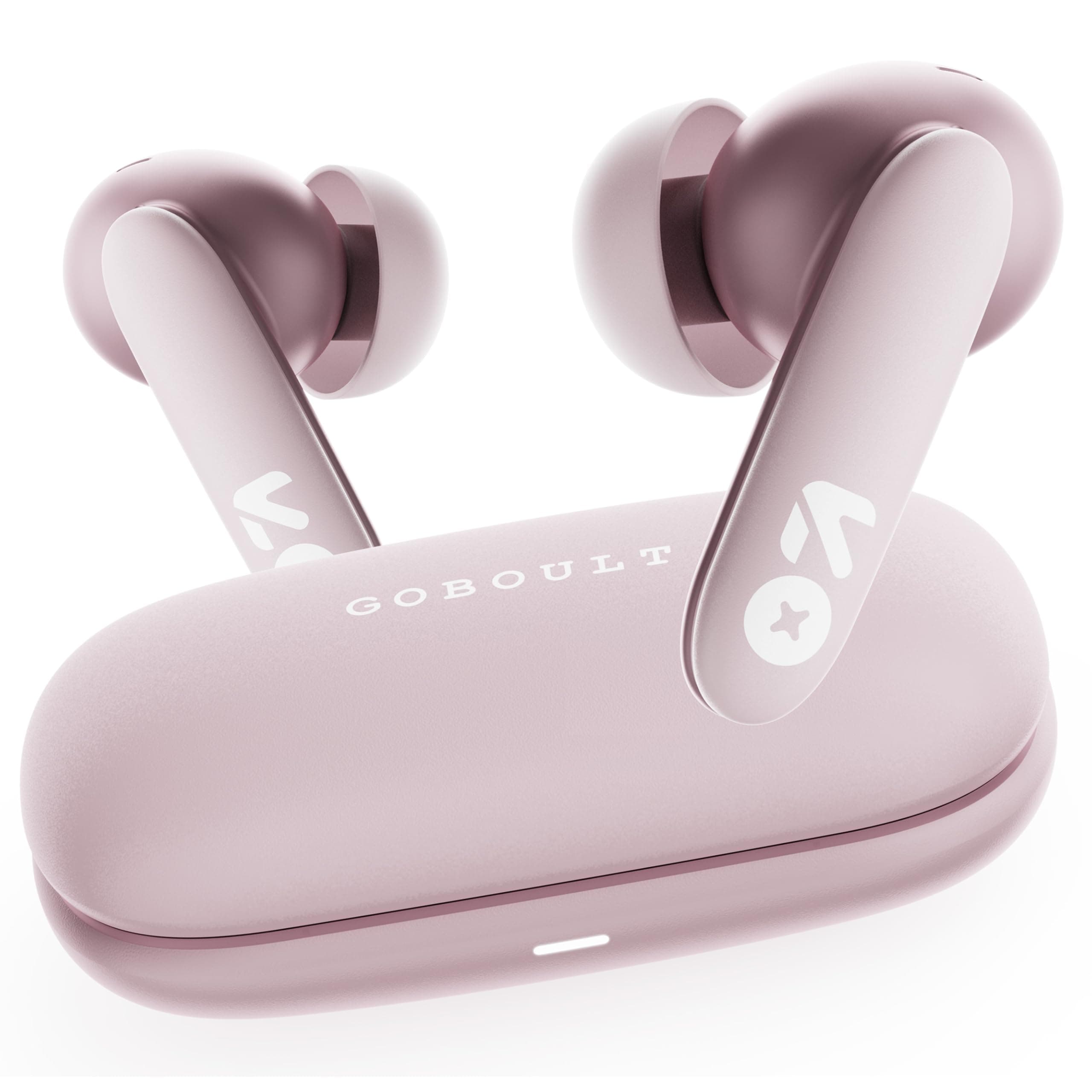 GOBOULT Y1 v2.0 Ear Buds Wireless with 60H Playtime, Zen Quad Mic ENC, 45ms Low Latency, Touch Contorl, Dual Device Pairing, Bluetooth 6.0, 13mm Driver Earbud TWS Wireless Earphone (Electric Pink)