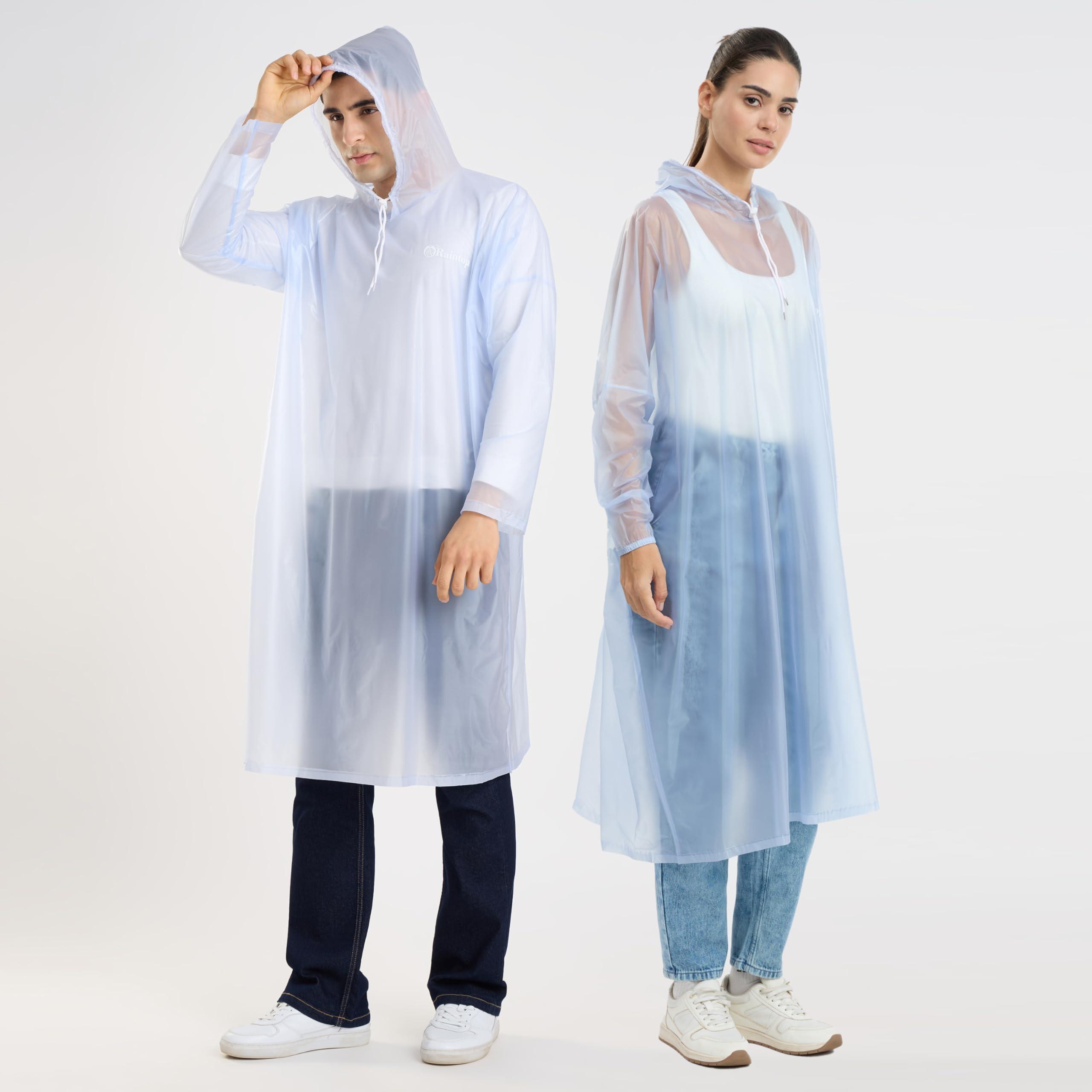ZEEL Unisex Outdoor Rain Poncho for Adult, Waterproof, Lightweight & Packable, Polyester Pullover Full Sleeves Hooded Rainwear, Poncho for Camping, Hiking, Travelling (EQRT101, Blue, Free Size)
