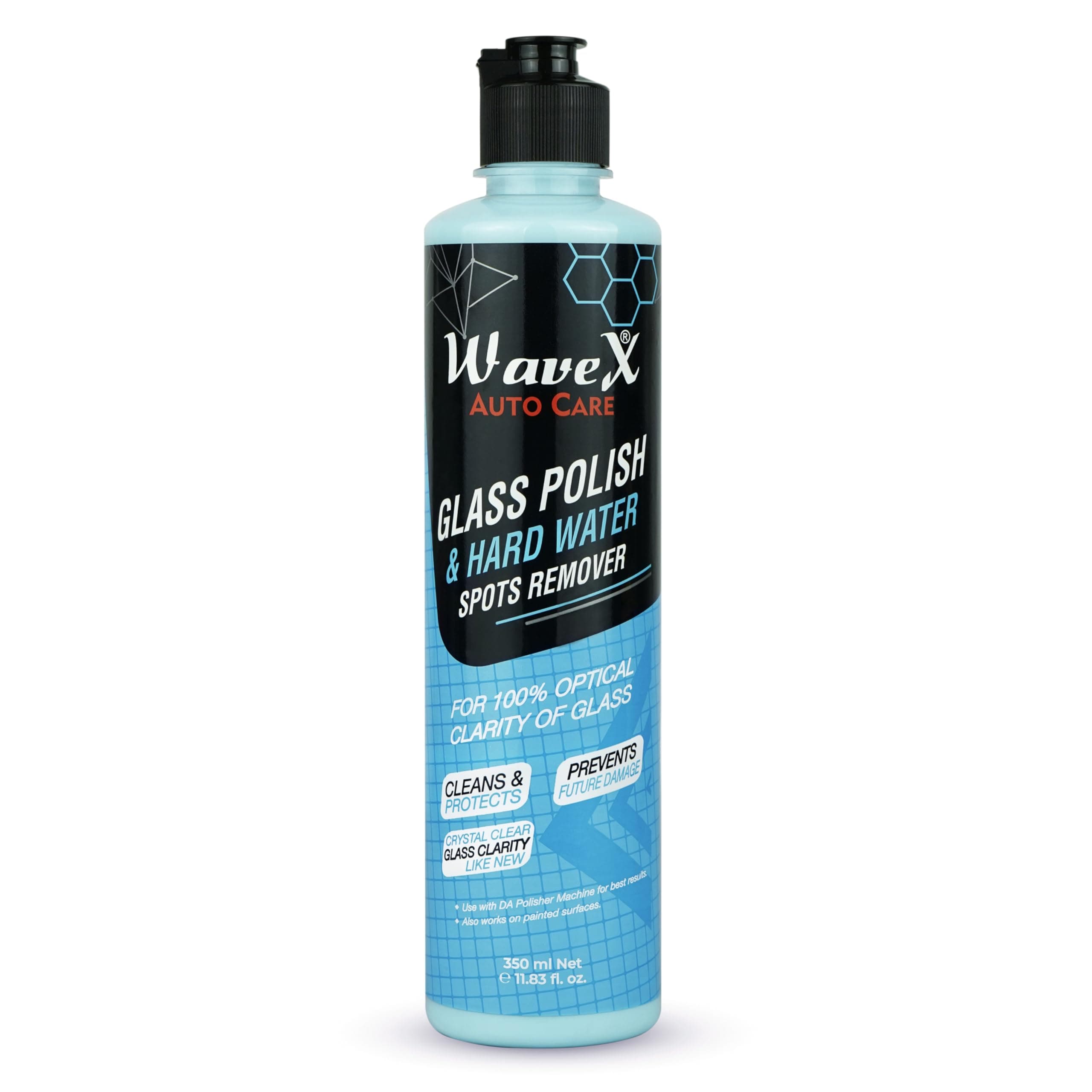 Wavex Glass Polish & Hard Water Stain Remover 350ml | Car Polish for Windshield, Glass & Mirrors | Car Glass Polish, Works as a Glass Cleaner, Provides Optical Clarity